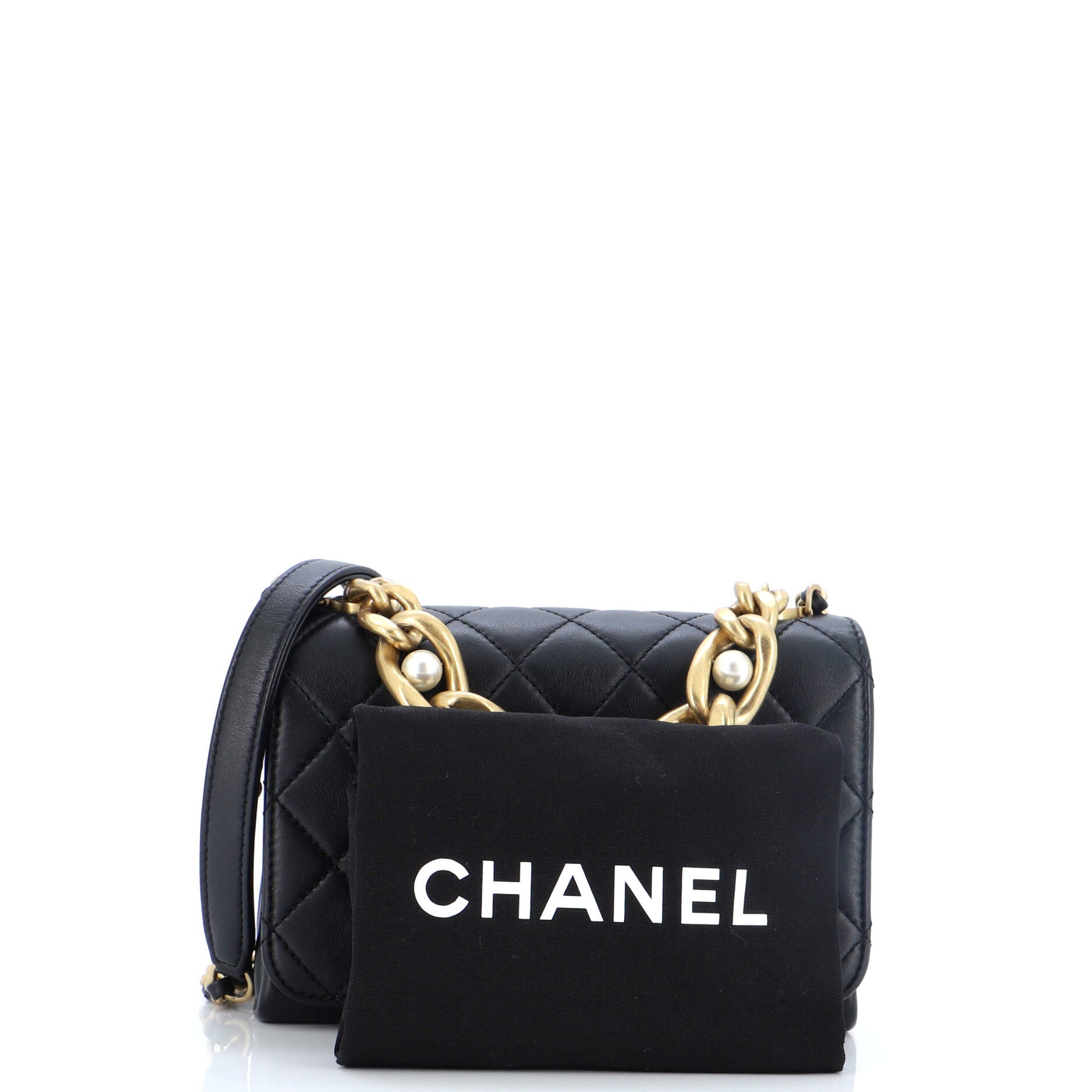 Pearl Boy Chain Flap Bag Quilted Calfskin Mini