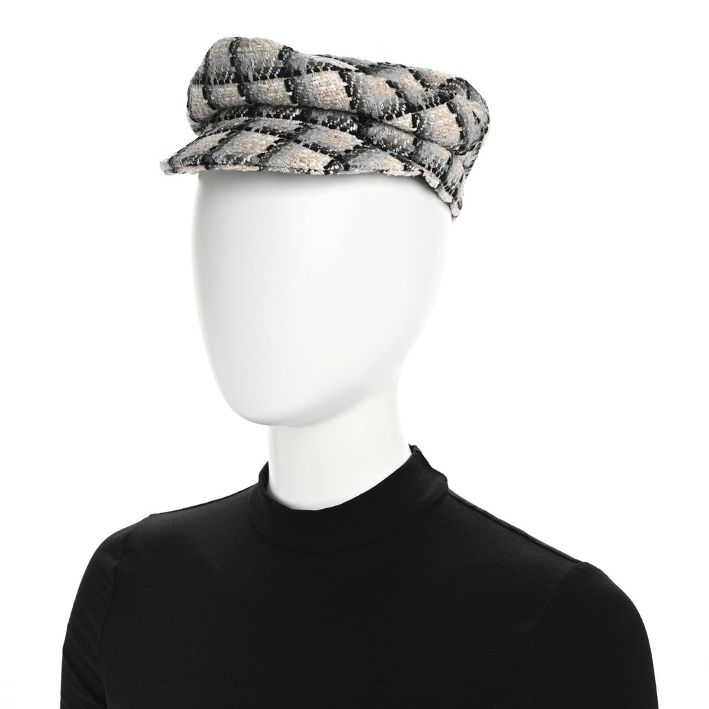 Cotton Tweed CC Beret S White Black Multicolor