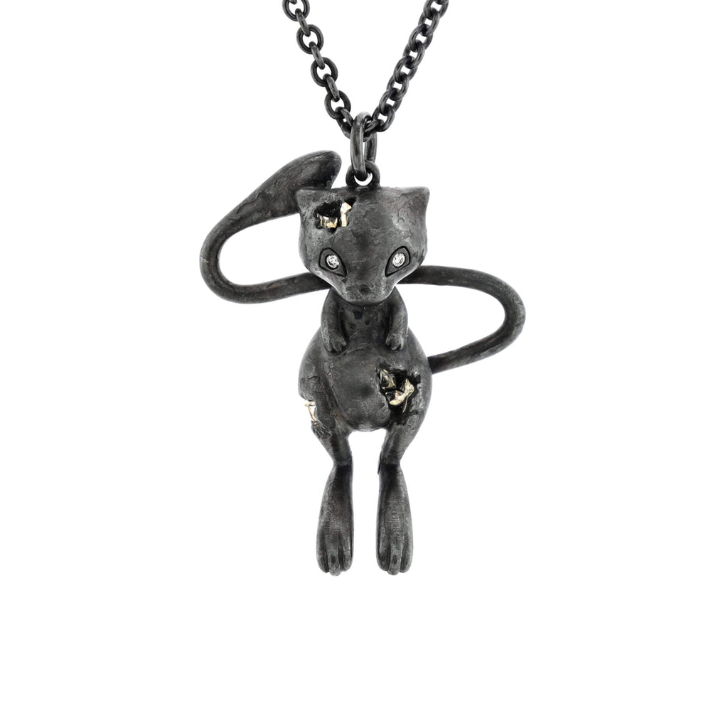 x Arsham Studio Pokémon Mew Pendant Necklace Oxidized Sterling Silver with Diamonds