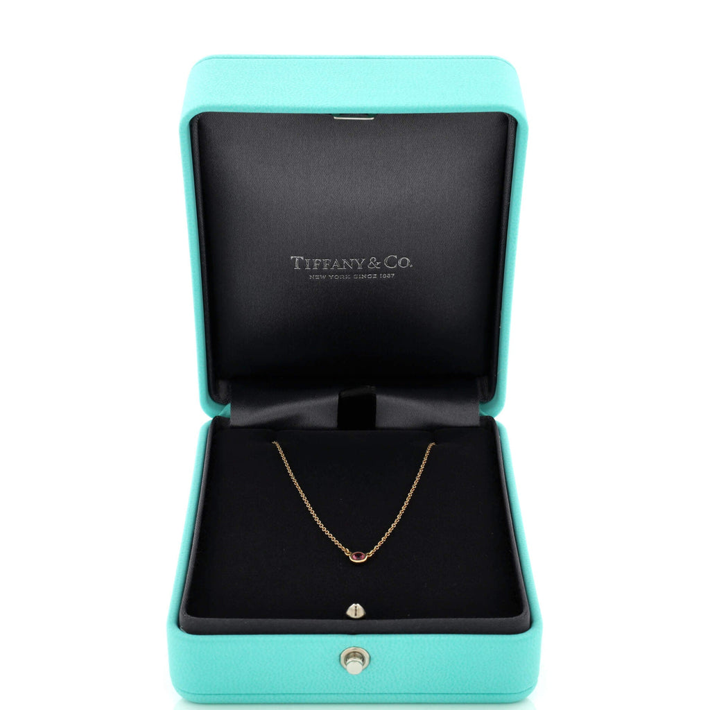 Elsa Peretti Color By The Yard Pendant Necklace 18K Yellow Gold with Ruby and Diamond 0.11CT
