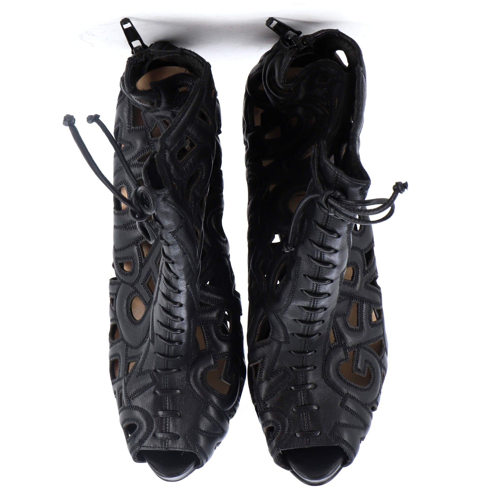 Women's Let Me Tell You Peep Toe Lace Up Boots Leather 120
