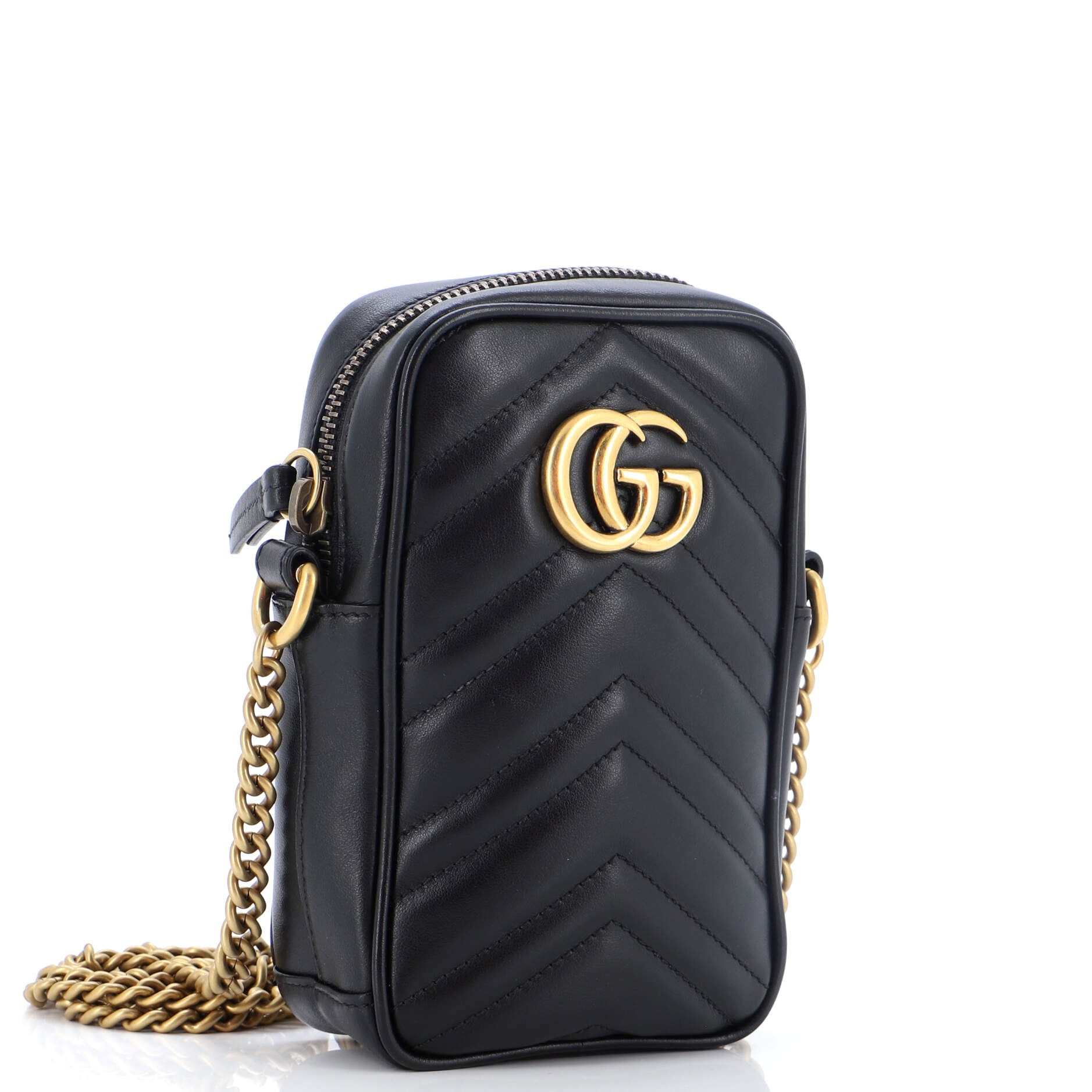 GG Marmont Vertical Phone Crossbody Bag Matelasse Leather Mini