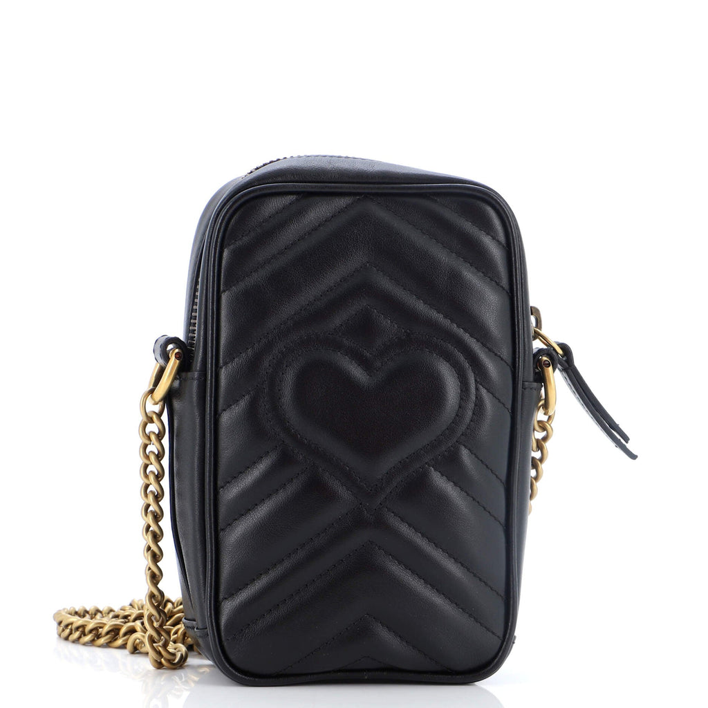 GG Marmont Vertical Phone Crossbody Bag Matelasse Leather Mini