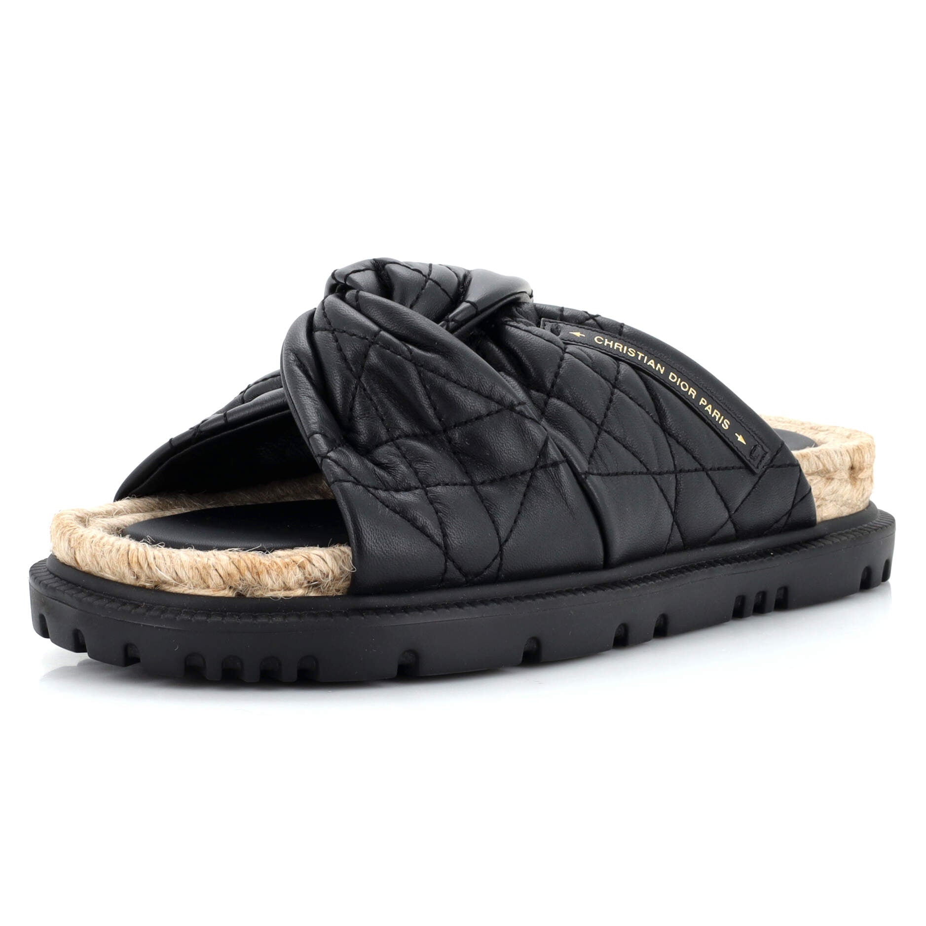 Women's Dtwist Slide Espadrilles Cannage Quilt Leather