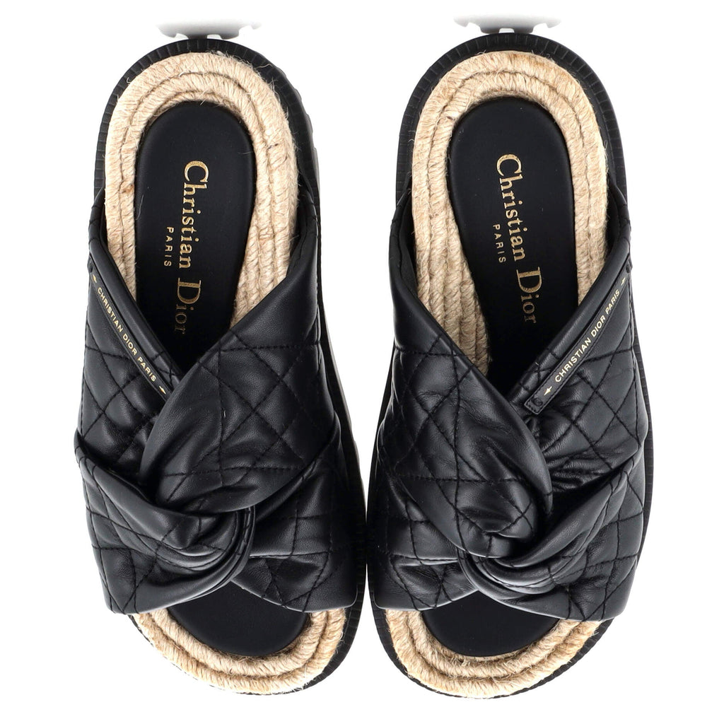 Women's Dtwist Slide Espadrilles Cannage Quilt Leather