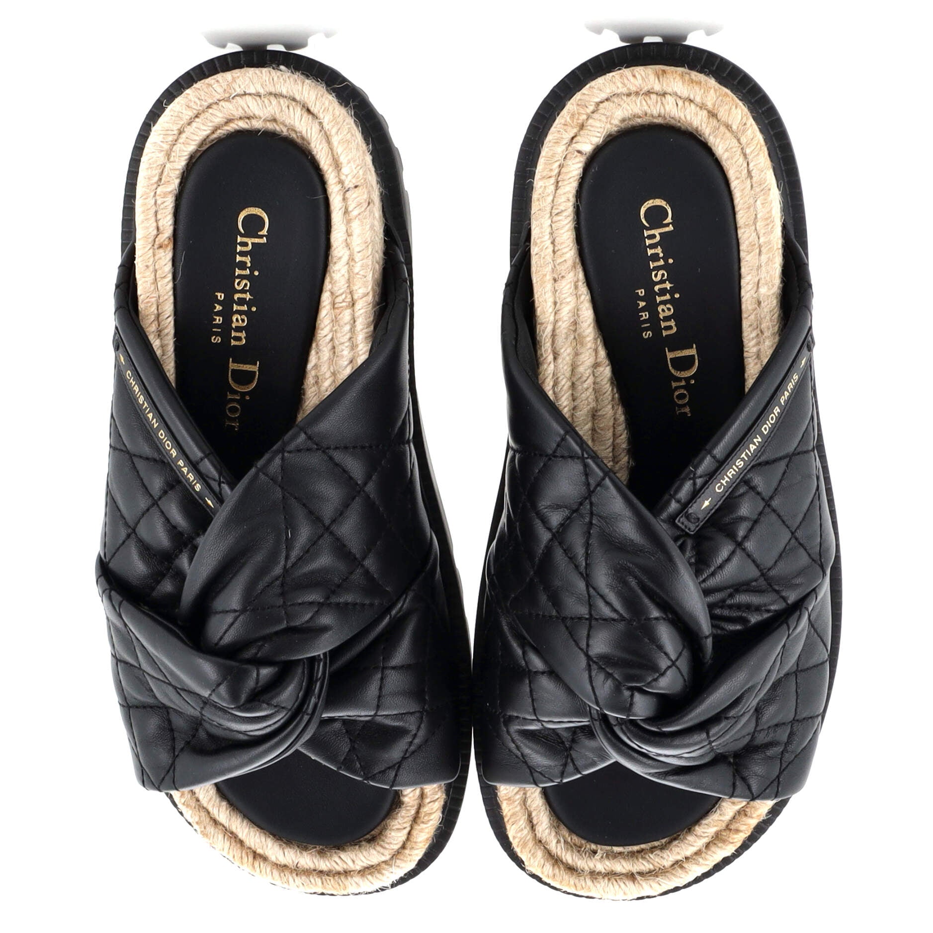 Women's Dtwist Slide Espadrilles Cannage Quilt Leather