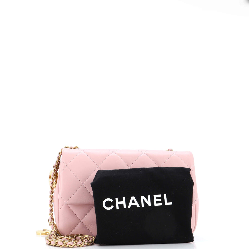 Heart Charms Flap Bag Quilted Lambskin Mini