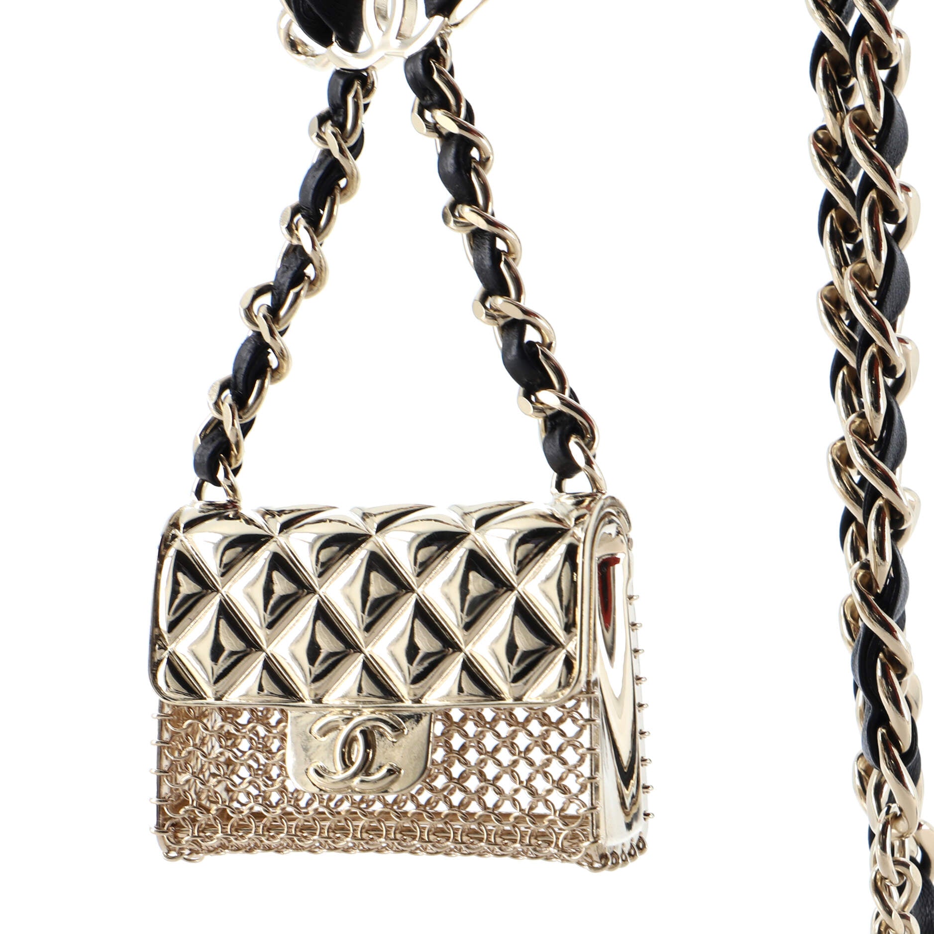 Flap Bag Charm Chain Belt Metal and Lambskin 80