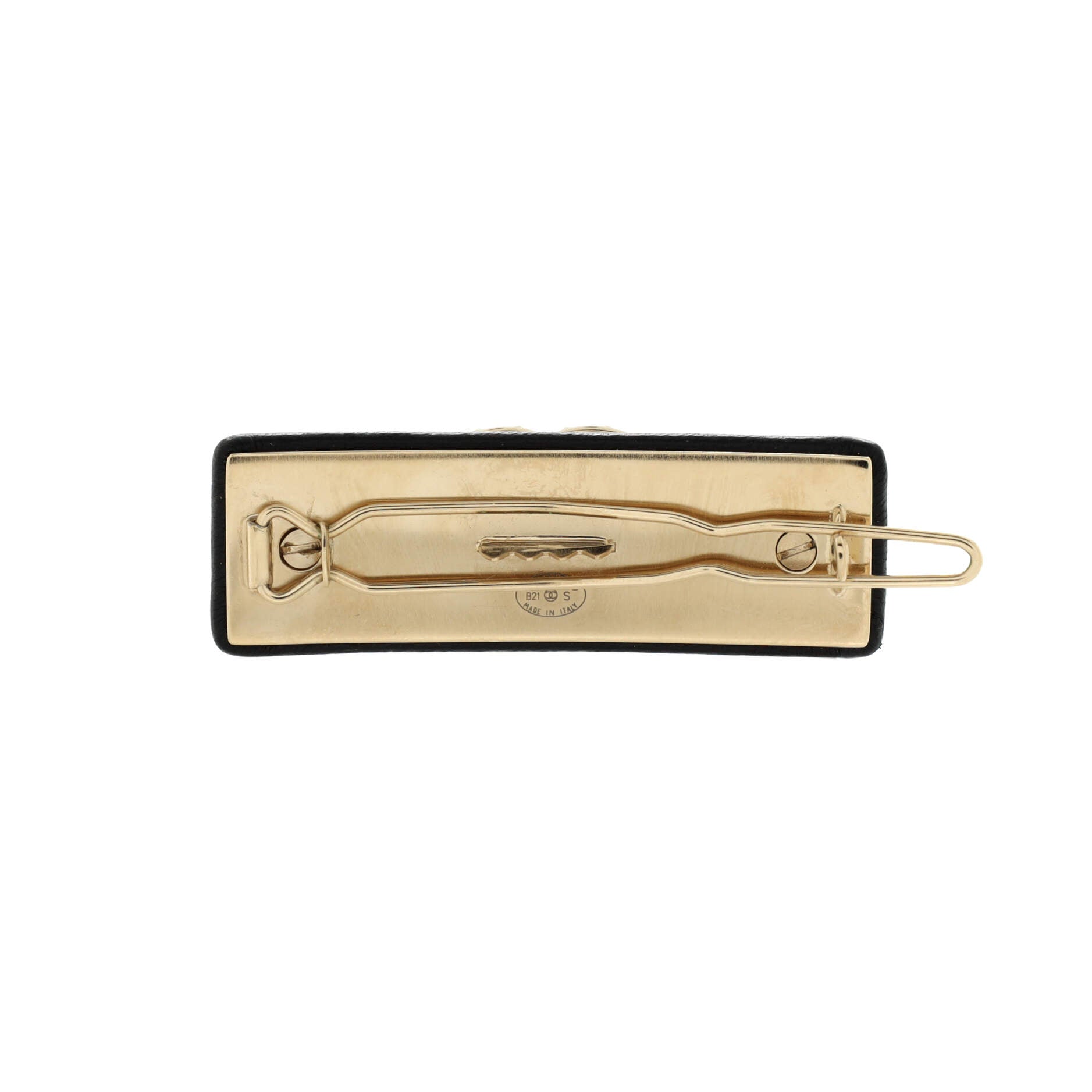Turnlock Hair Clip Metal and Leather