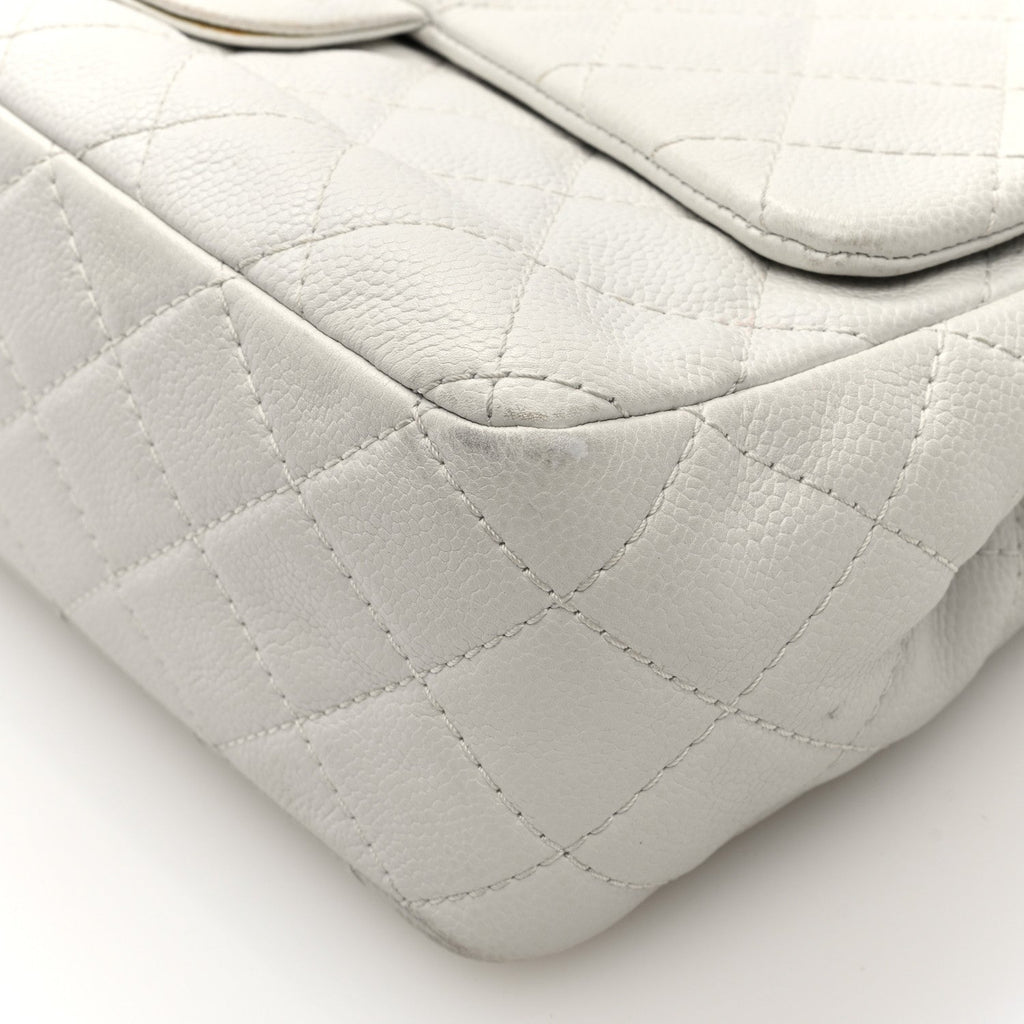 Caviar Quilted Jumbo Single Flap White