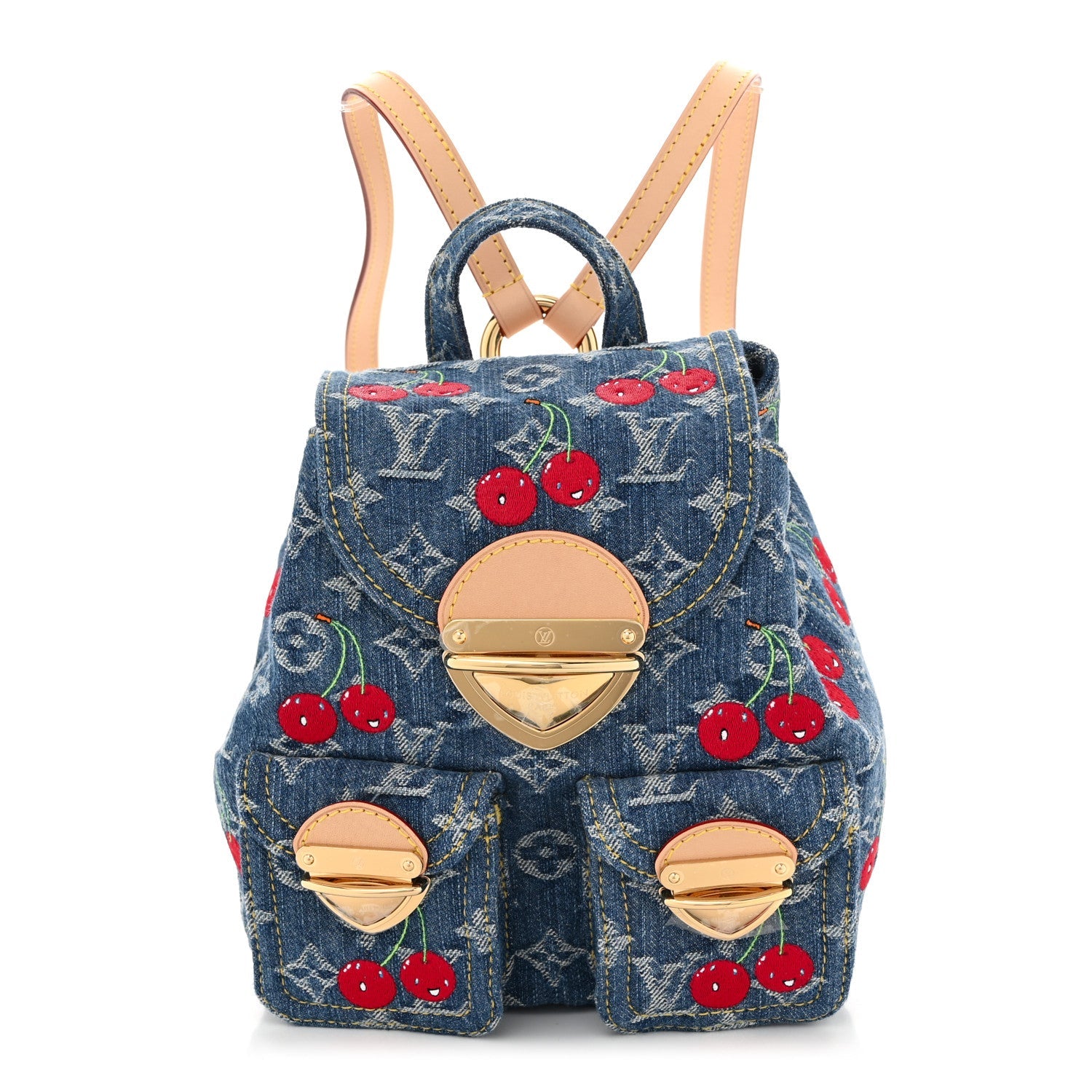 LV X TM Monogram Denim Cerises Venice Backpack Blue