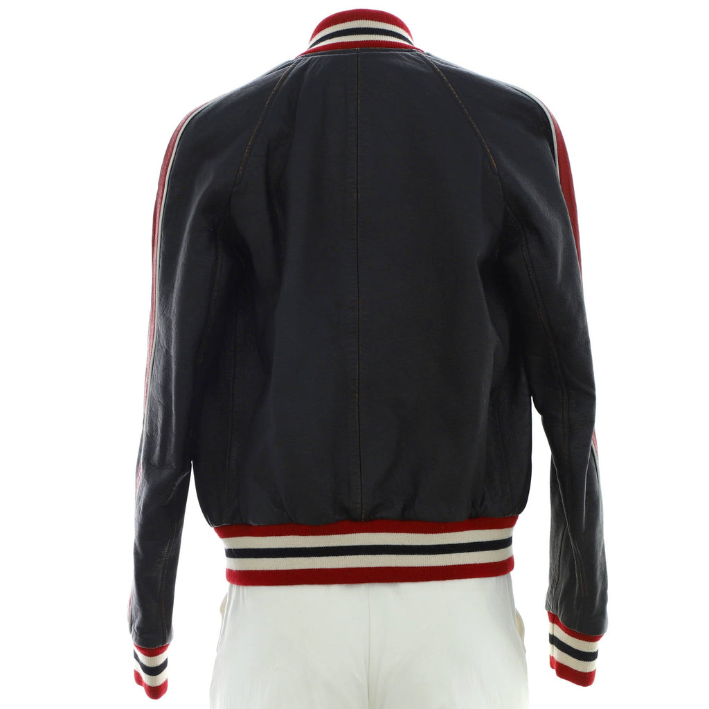 Men's Striped Teddy Button Up Bomber Jacket Leather