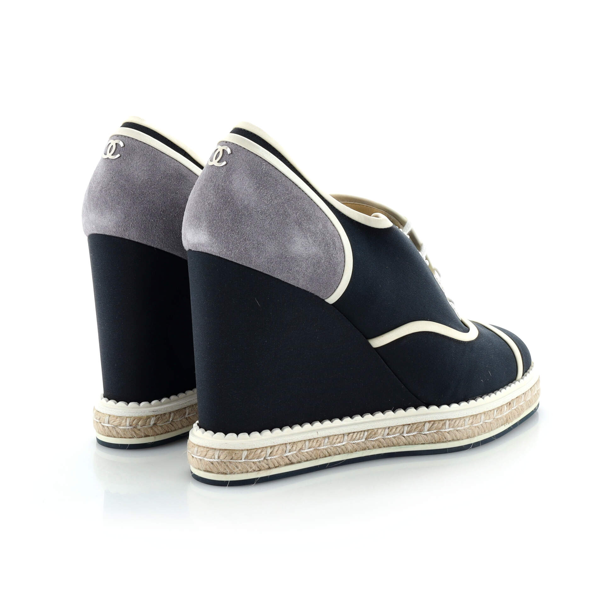 Women's Cap Toe Lace Up Espadrille Wedge Boots Fabric with Suede