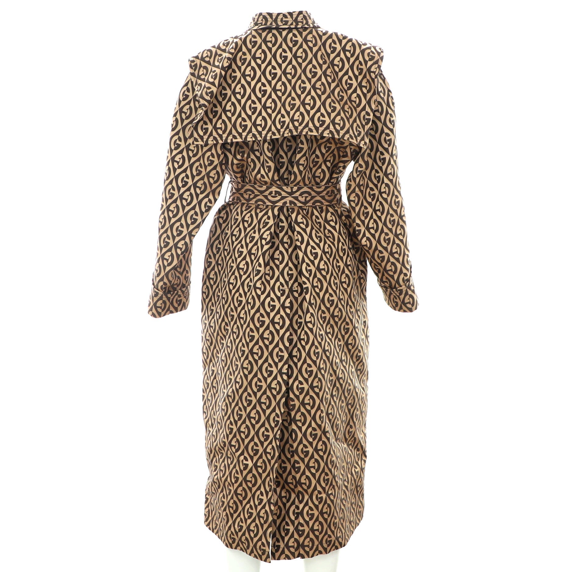 Women's Belted Stand Collar Trench Coat G Rhombus Wool Blend