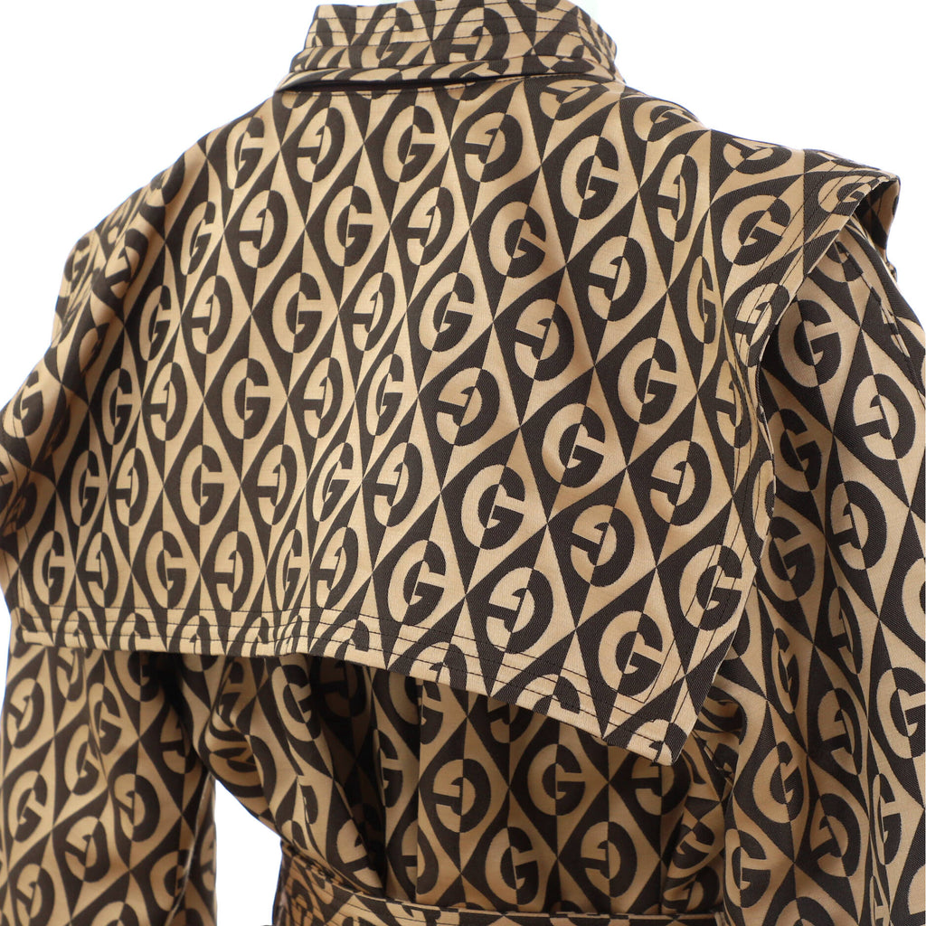 Women's Belted Stand Collar Trench Coat G Rhombus Wool Blend