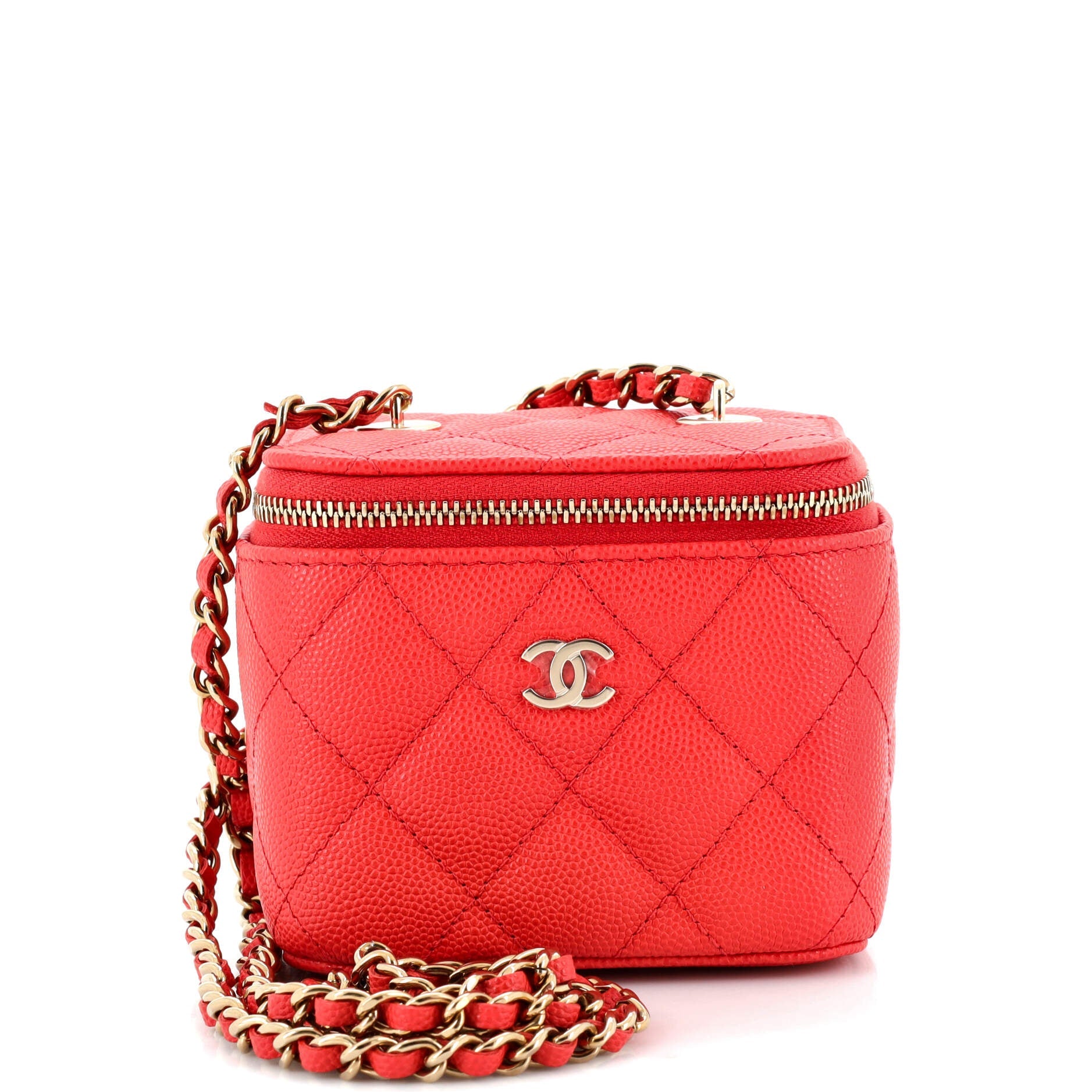 Classic Vanity Case with Chain Quilted Caviar Mini