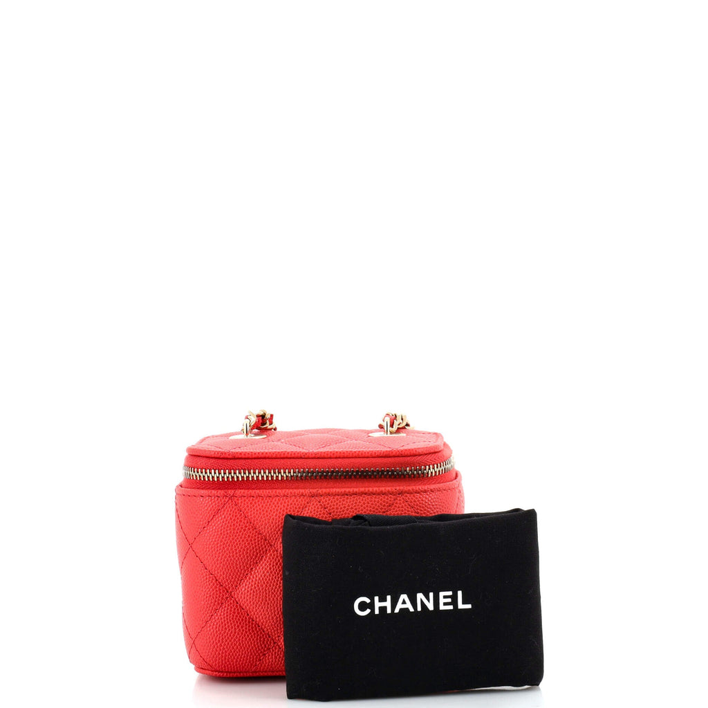 Classic Vanity Case with Chain Quilted Caviar Mini