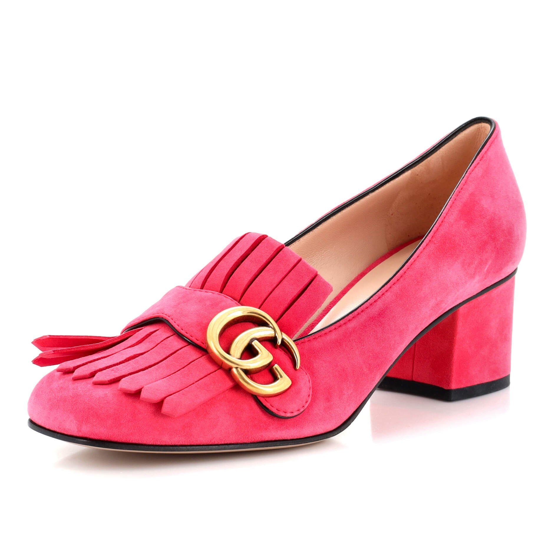 Women's GG Marmont Fringed Pumps Suede