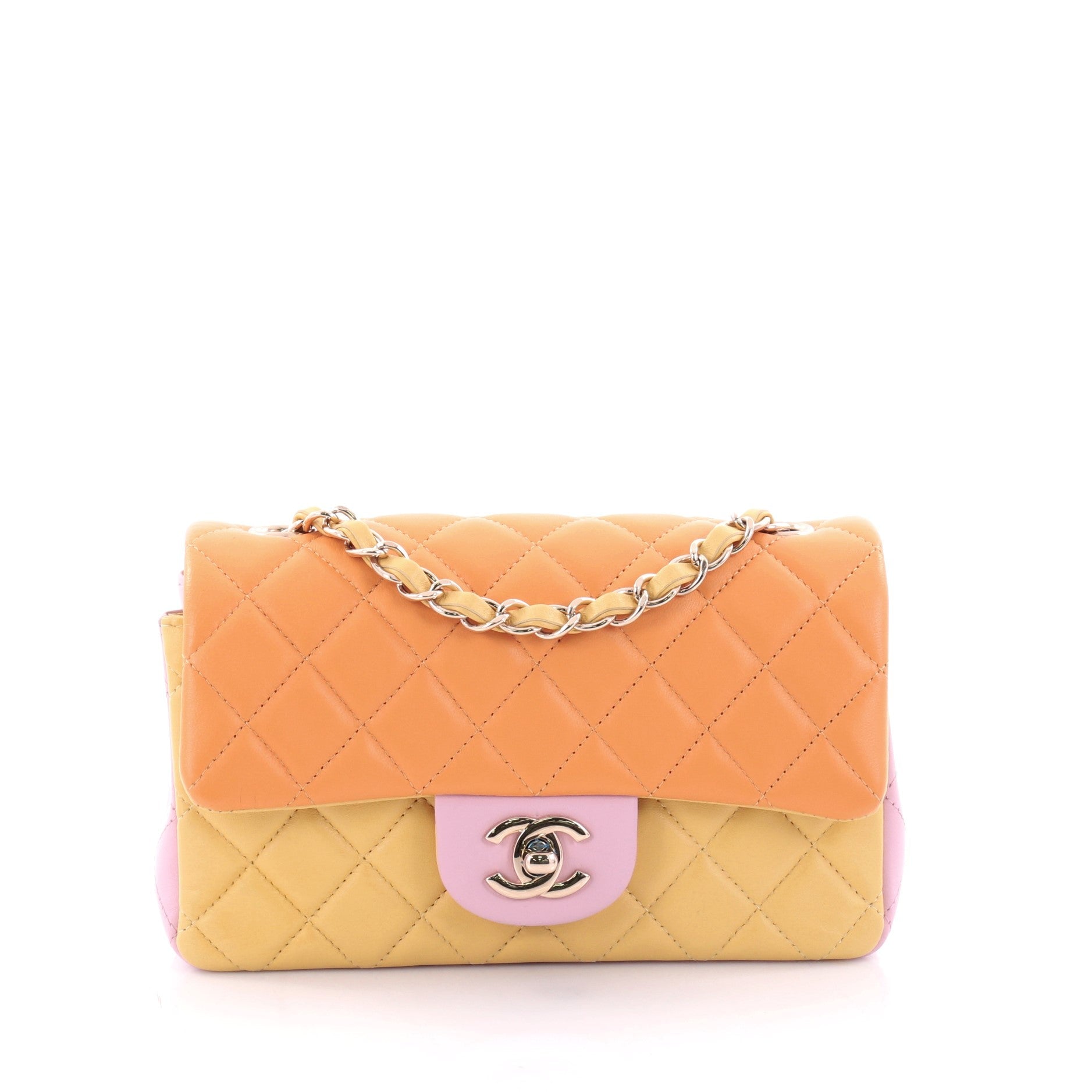 Tricolor Classic Single Flap Bag Quilted Lambskin Mini