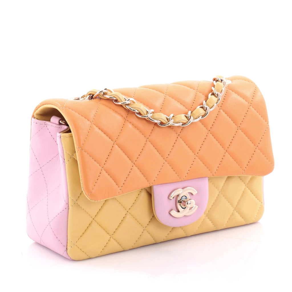 Tricolor Classic Single Flap Bag Quilted Lambskin Mini