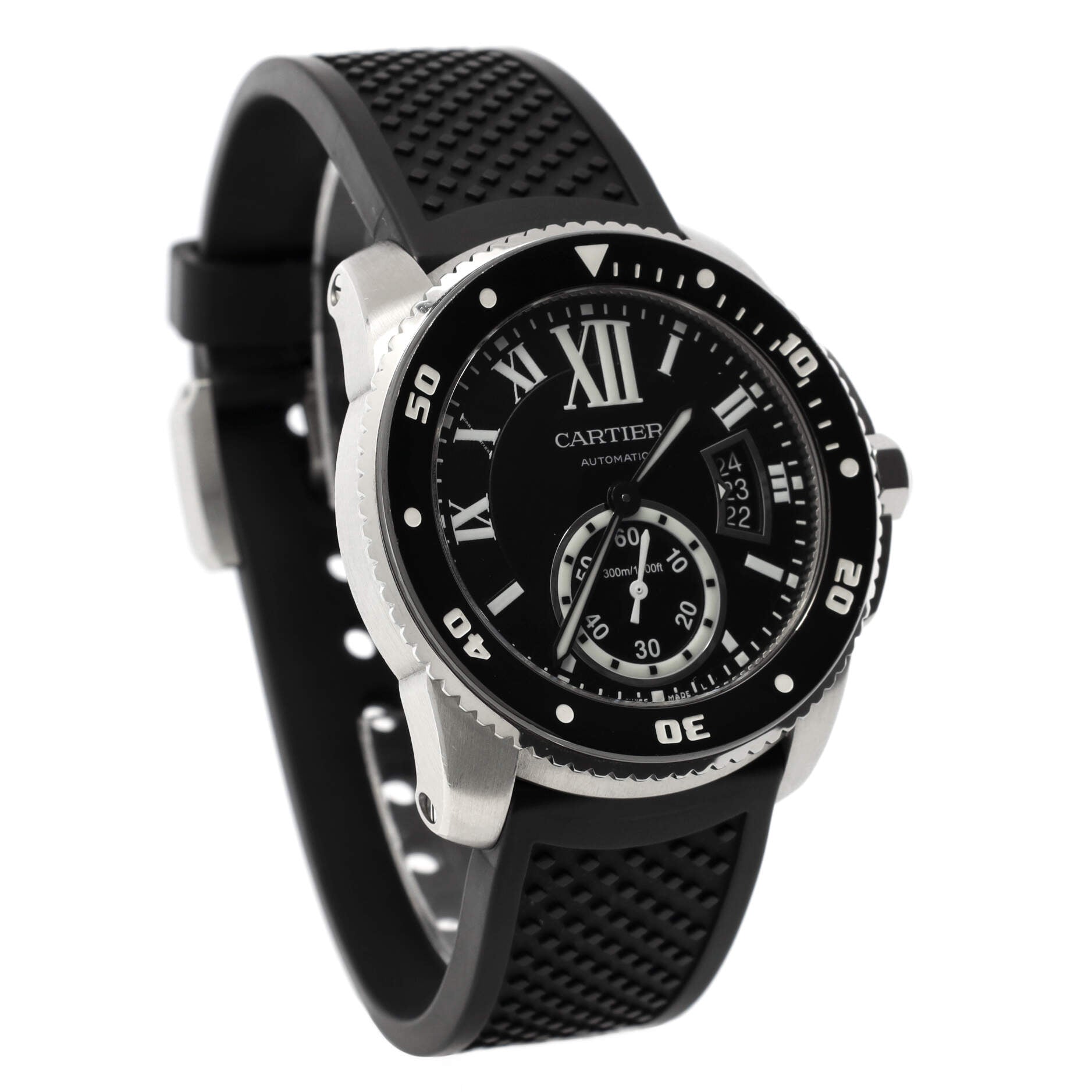 Calibre de Cartier Automatic Watch Stainless Steel and Rubber with Ceramic 42
