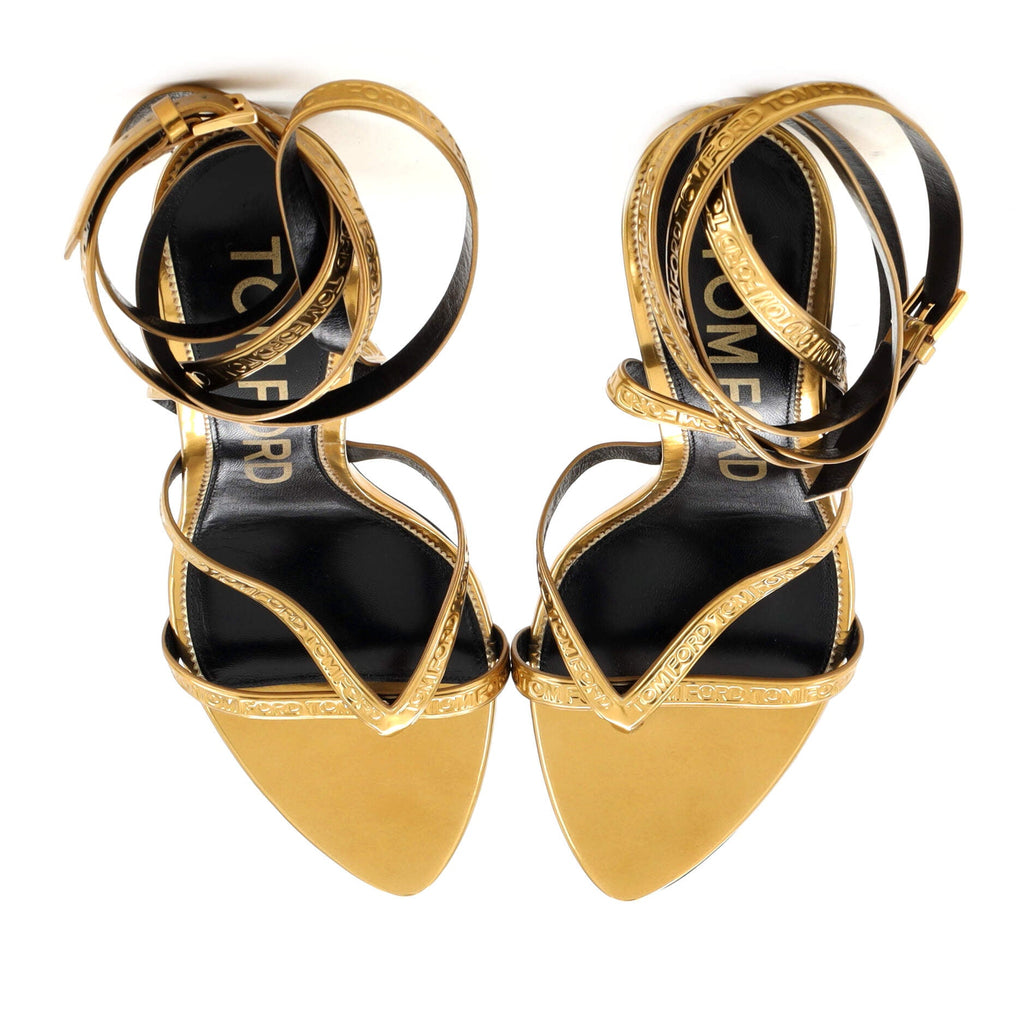 Women's Thong Ankle Wrap Sandals Embossed Leather