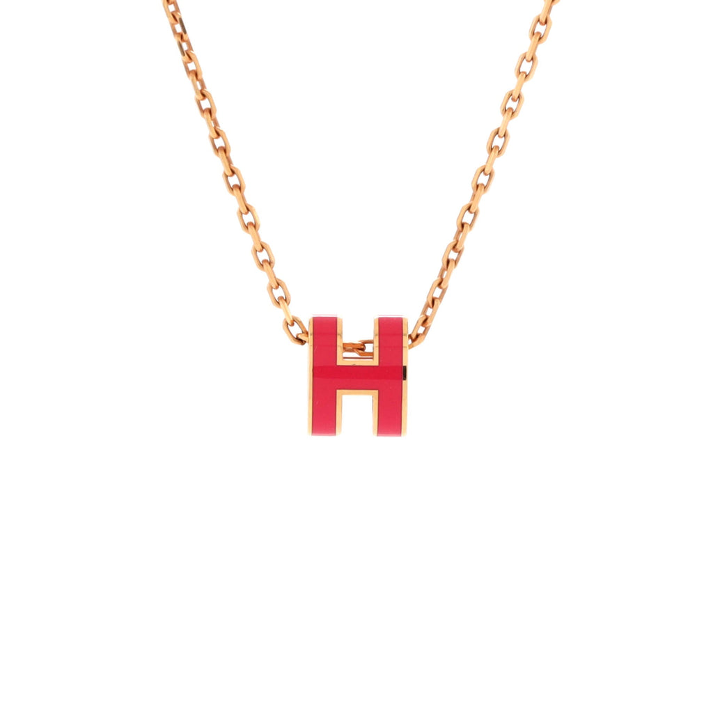 Pop H Pendant Chain Necklace Metal and Enamel Mini
