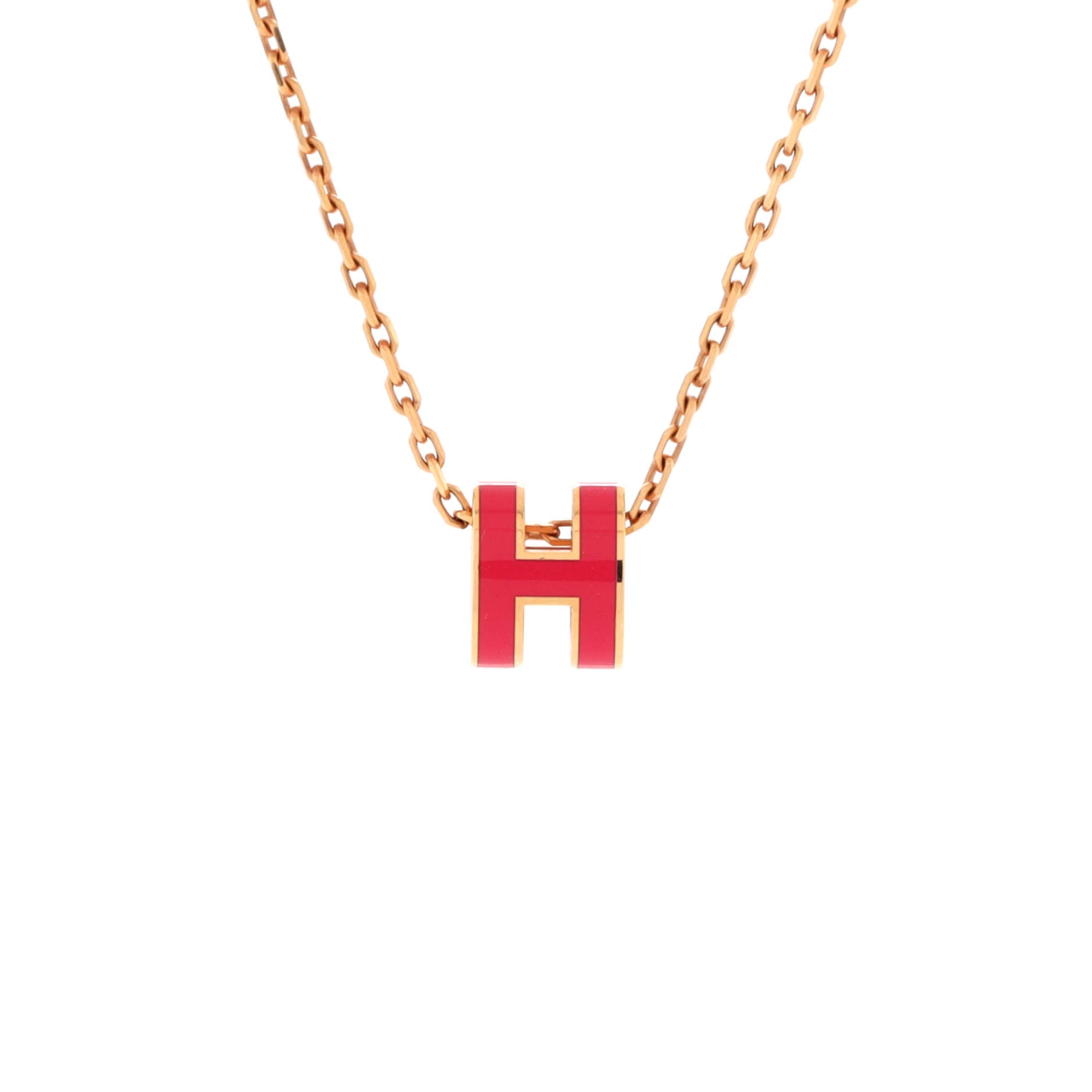 Pop H Pendant Chain Necklace Metal and Enamel Mini