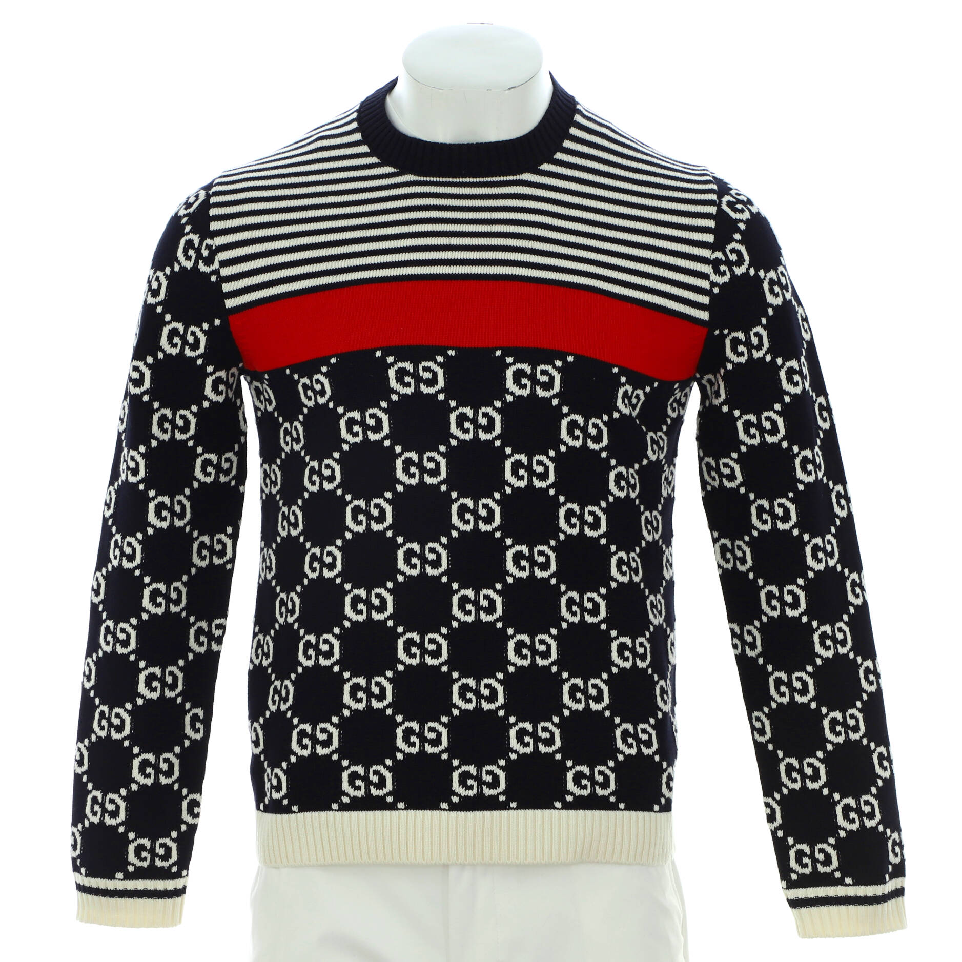 Men's GG Striped Crewneck Sweater Cotton