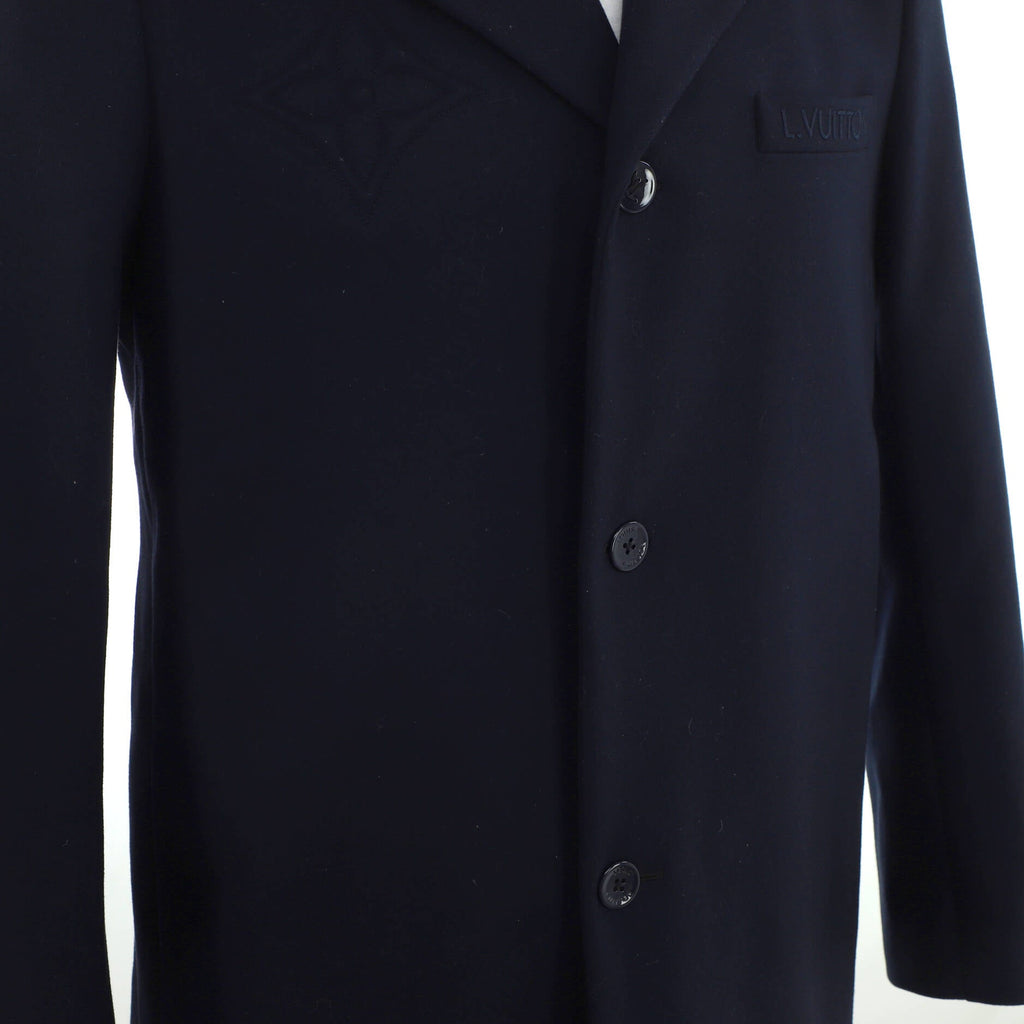 Men's Flower Embossed Coat Wool Blend
