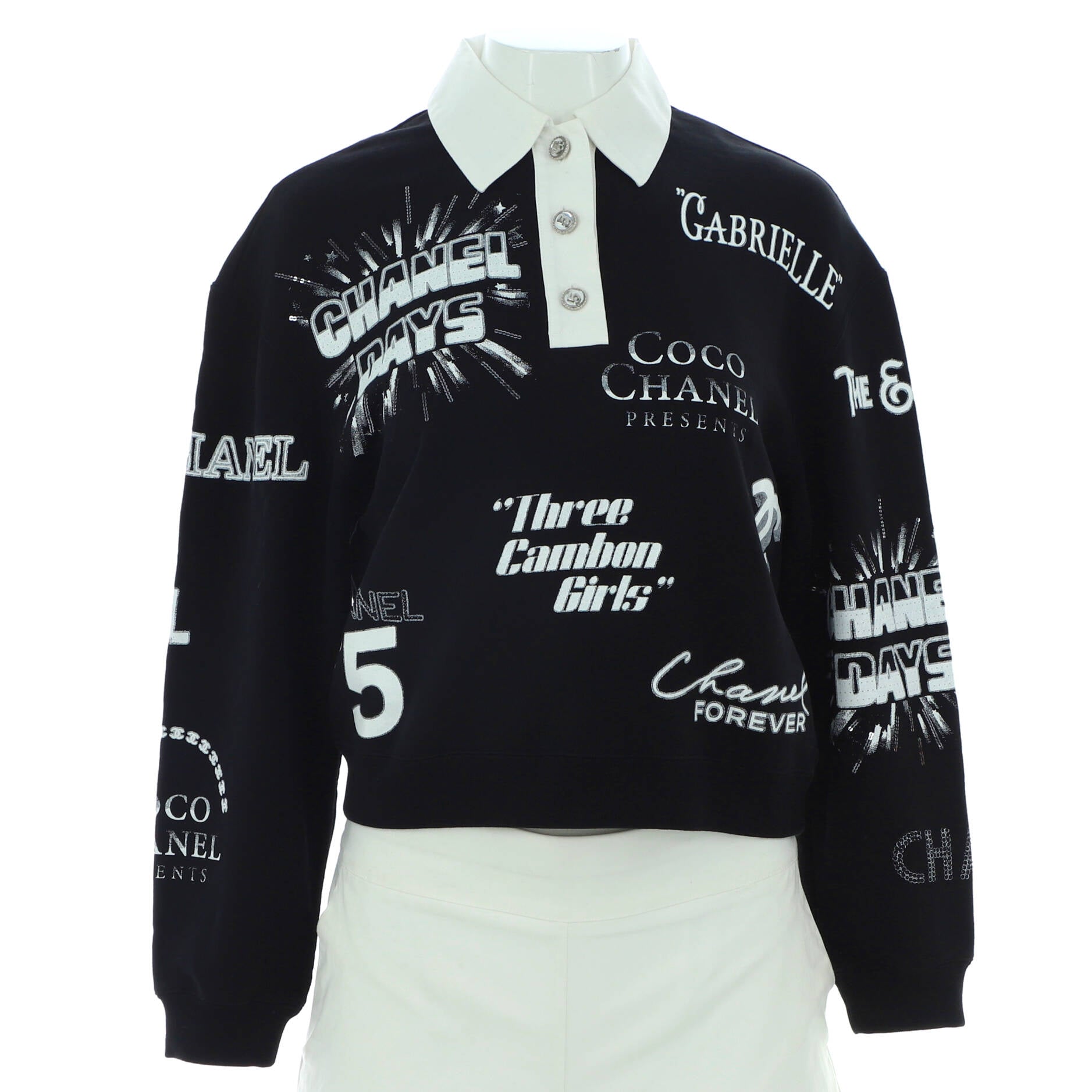 Women's Graphic Print Polo Sweatshirt Cotton
