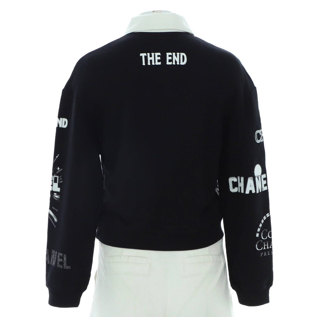 Women's Graphic Print Polo Sweatshirt Cotton