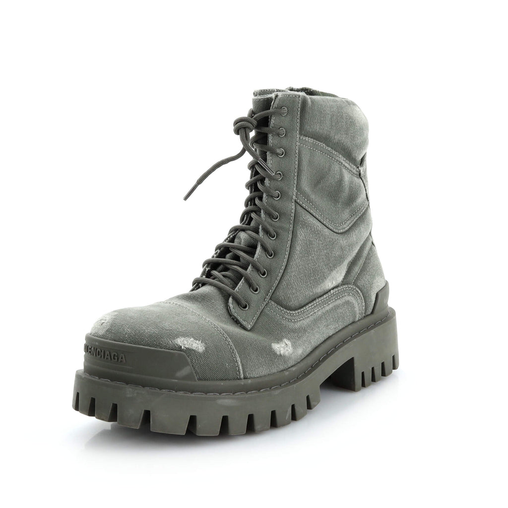 Men's Strike Lace Up Combat Boots Canvas