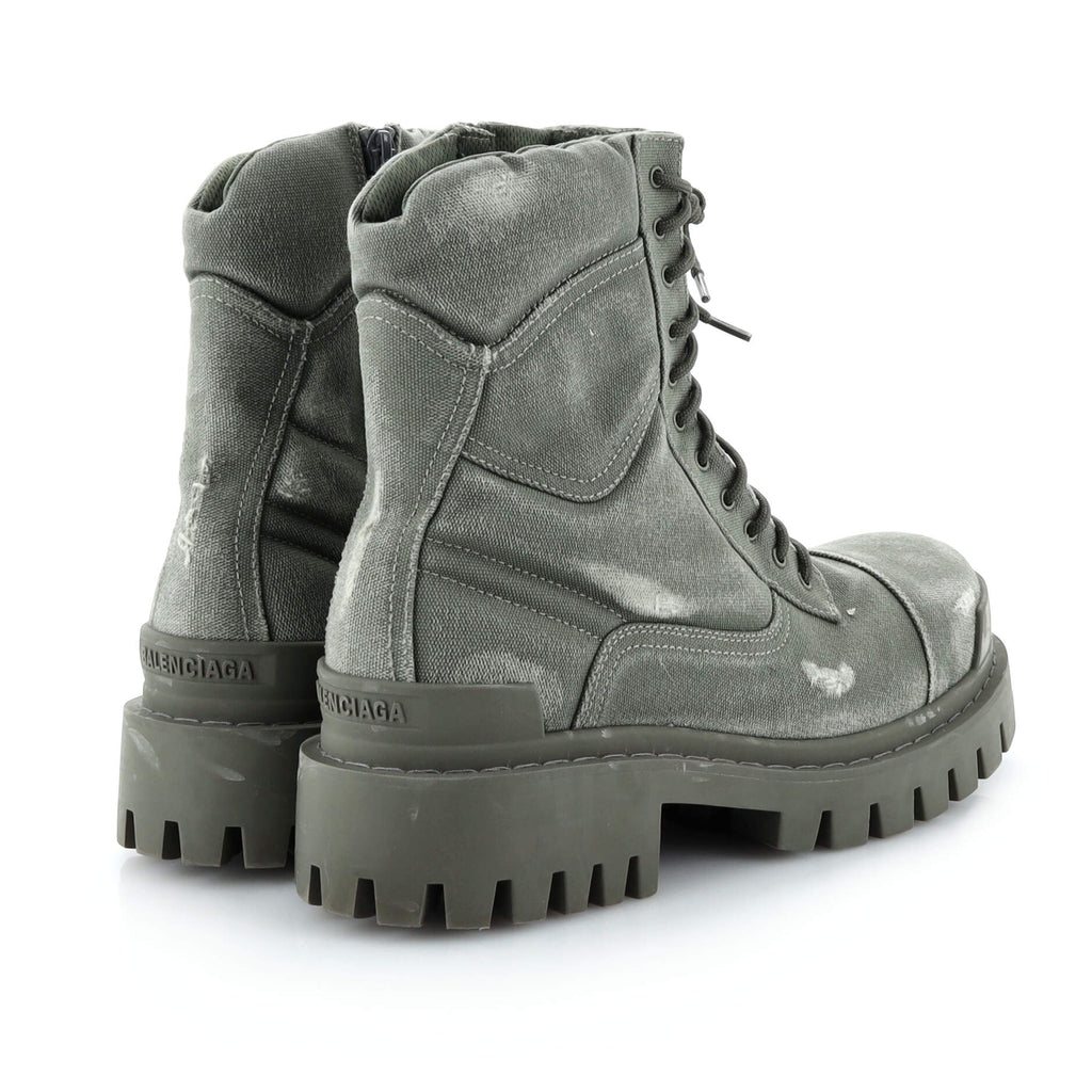 Men's Strike Lace Up Combat Boots Canvas