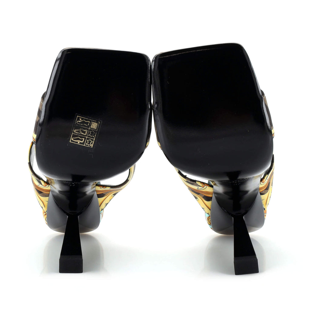 x Fendi Fendace Heeled Mules Printed Zucca Jacquard
