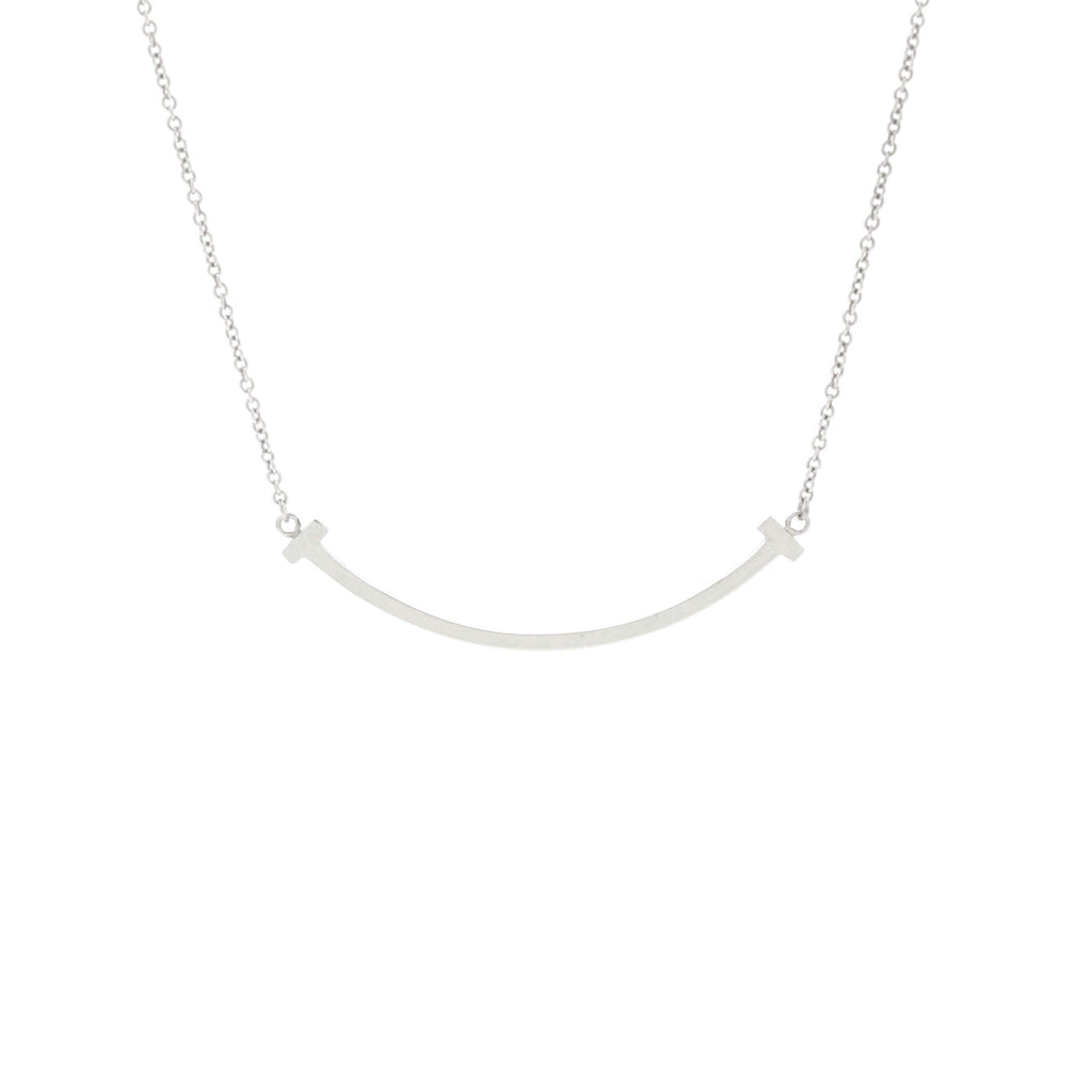 T Smile Pendant Necklace 18K White Gold Small