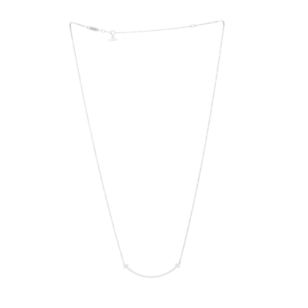T Smile Pendant Necklace 18K White Gold Small