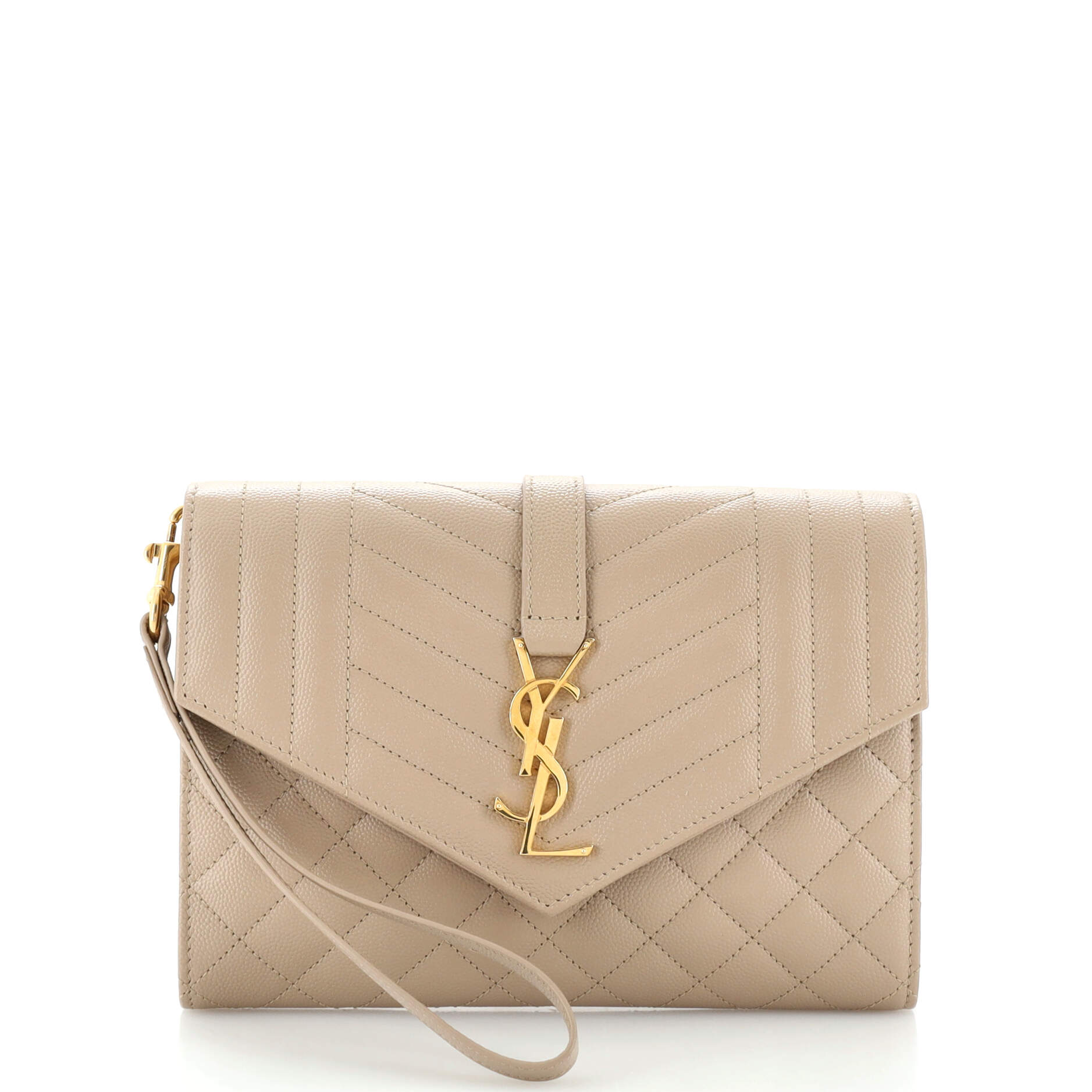 Classic Monogram Envelope Wristlet Clutch Mixed Matelasse Leather