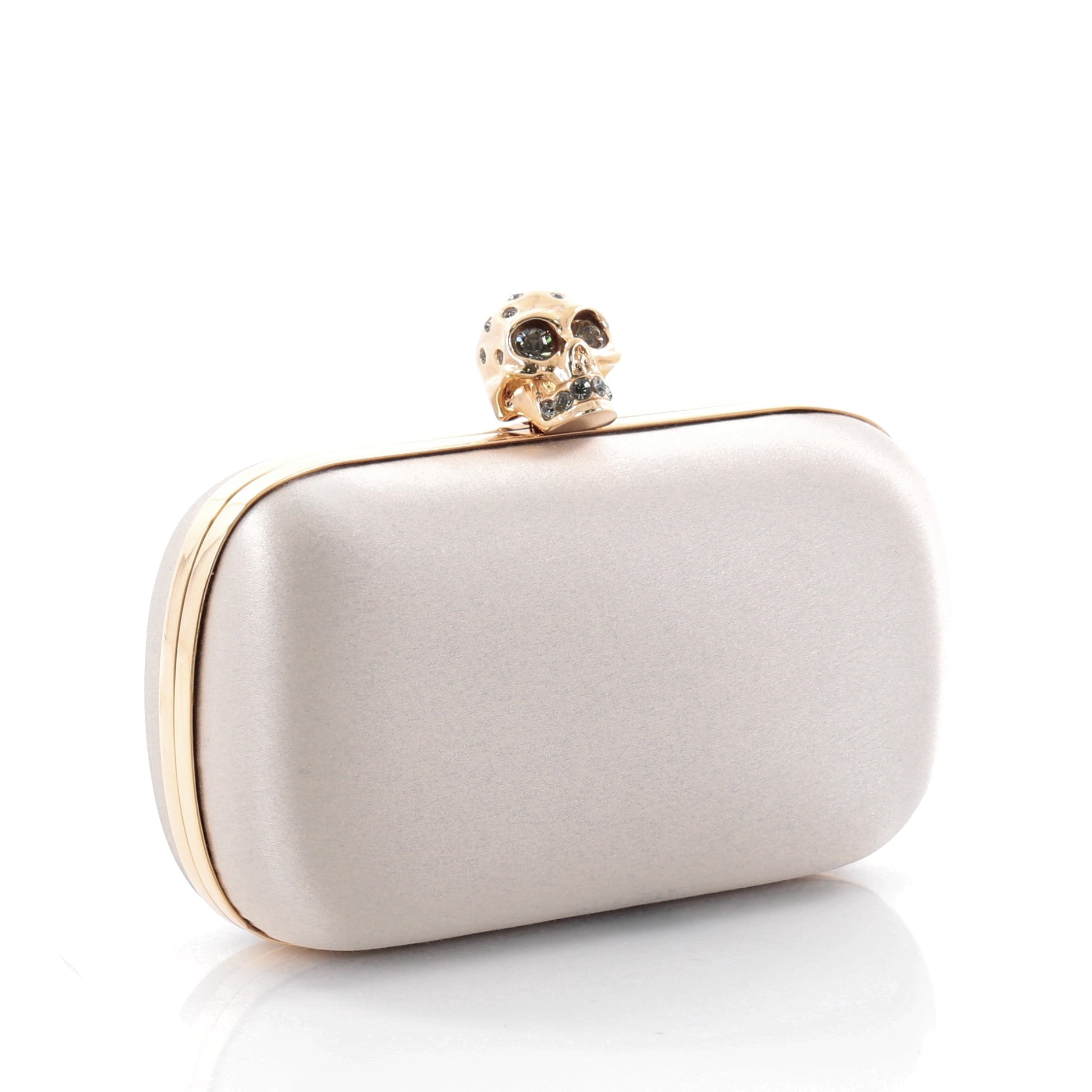 Crowned Skull Box Clutch Satin Small