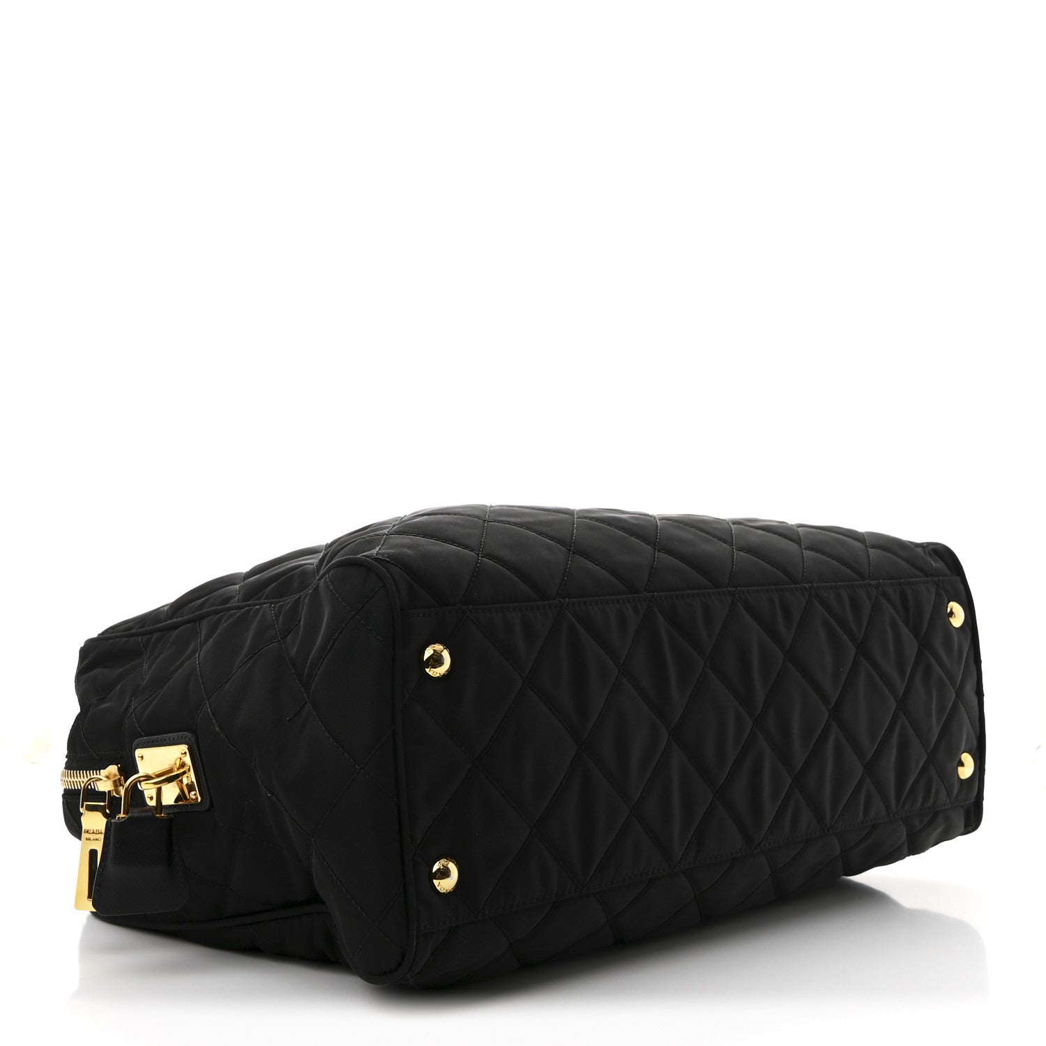 Nylon Tessuto Impuntu Quilted Large Shoulder Bag Black