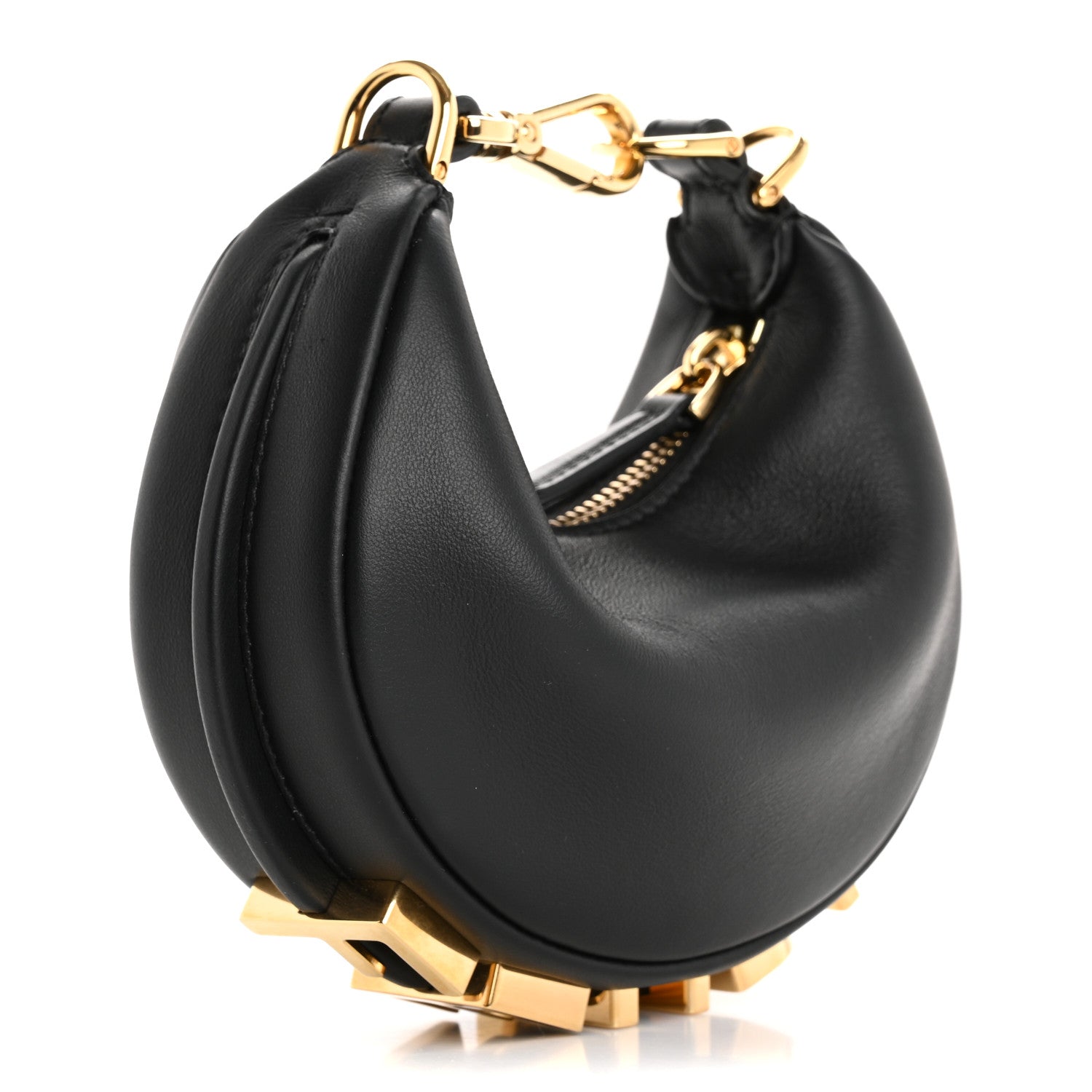 Vitello Grace Matte Nano Fendigraphy Hobo Charm Black