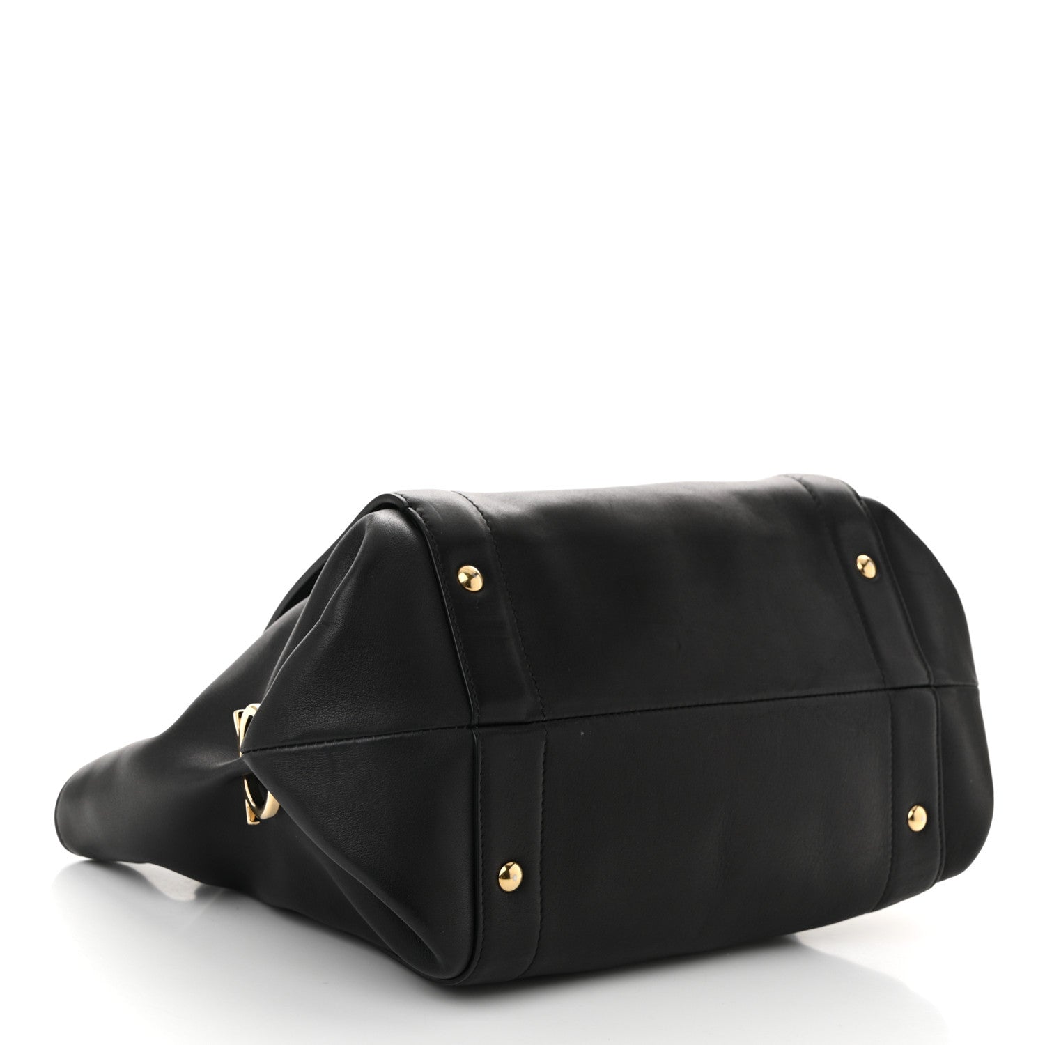Calfskin Trifolio Shopping Tote Black