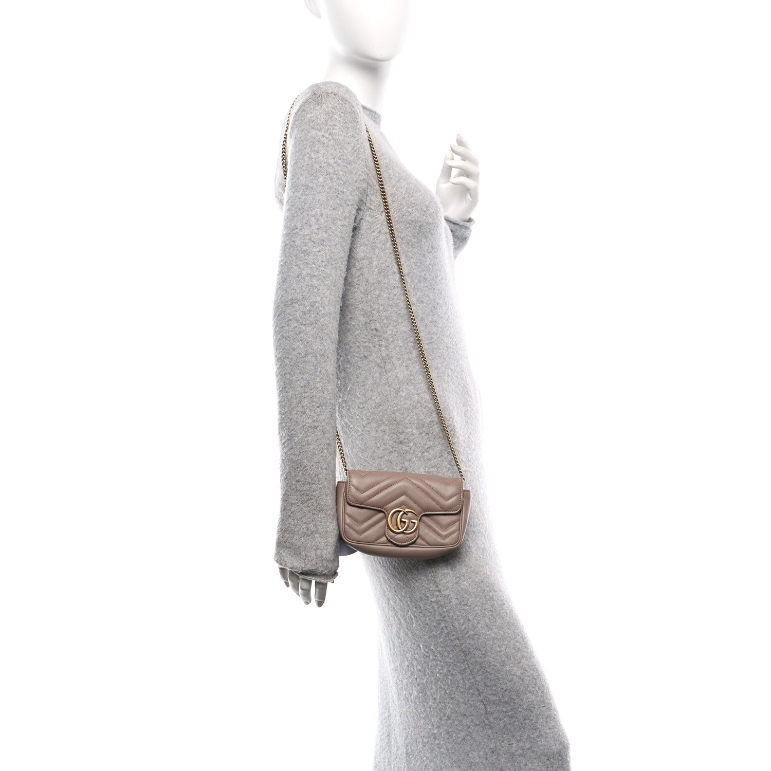 Calfskin Matelasse Super Mini GG Marmont Shoulder Bag Porcelain Rose