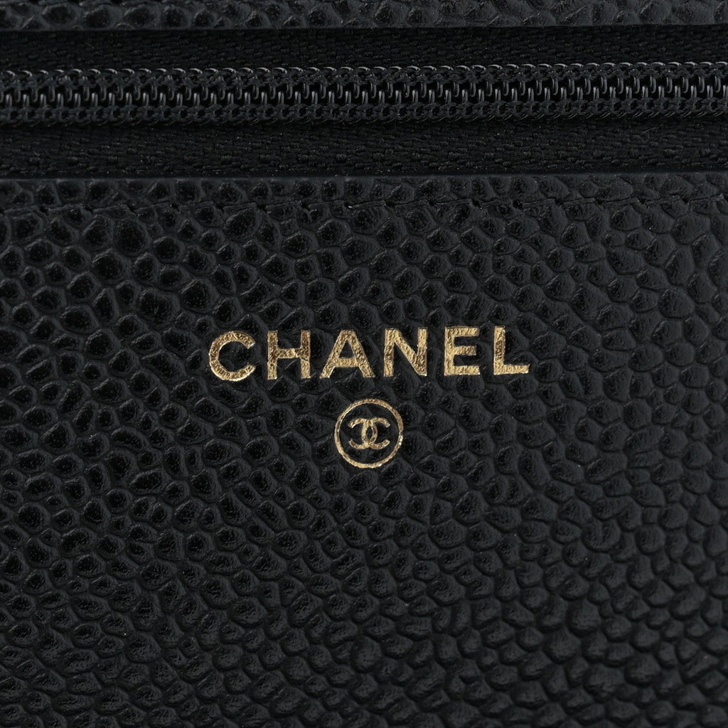 Caviar Quilted Wallet on Chain WOC Black
