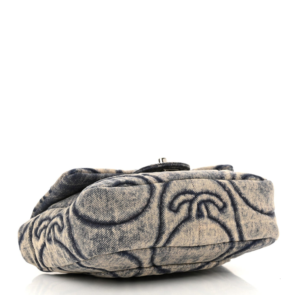 Denim Stitched Mini Square Flap Blue