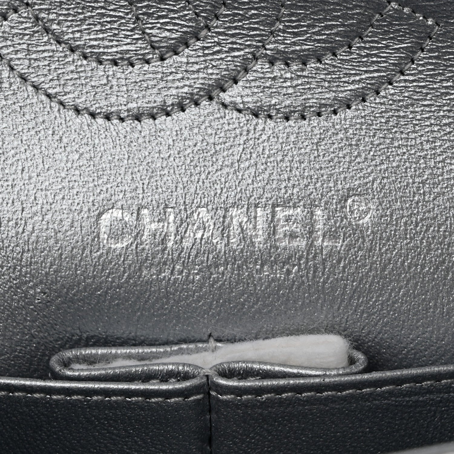 Metallic Lame Quilted Small Double Flap Silver