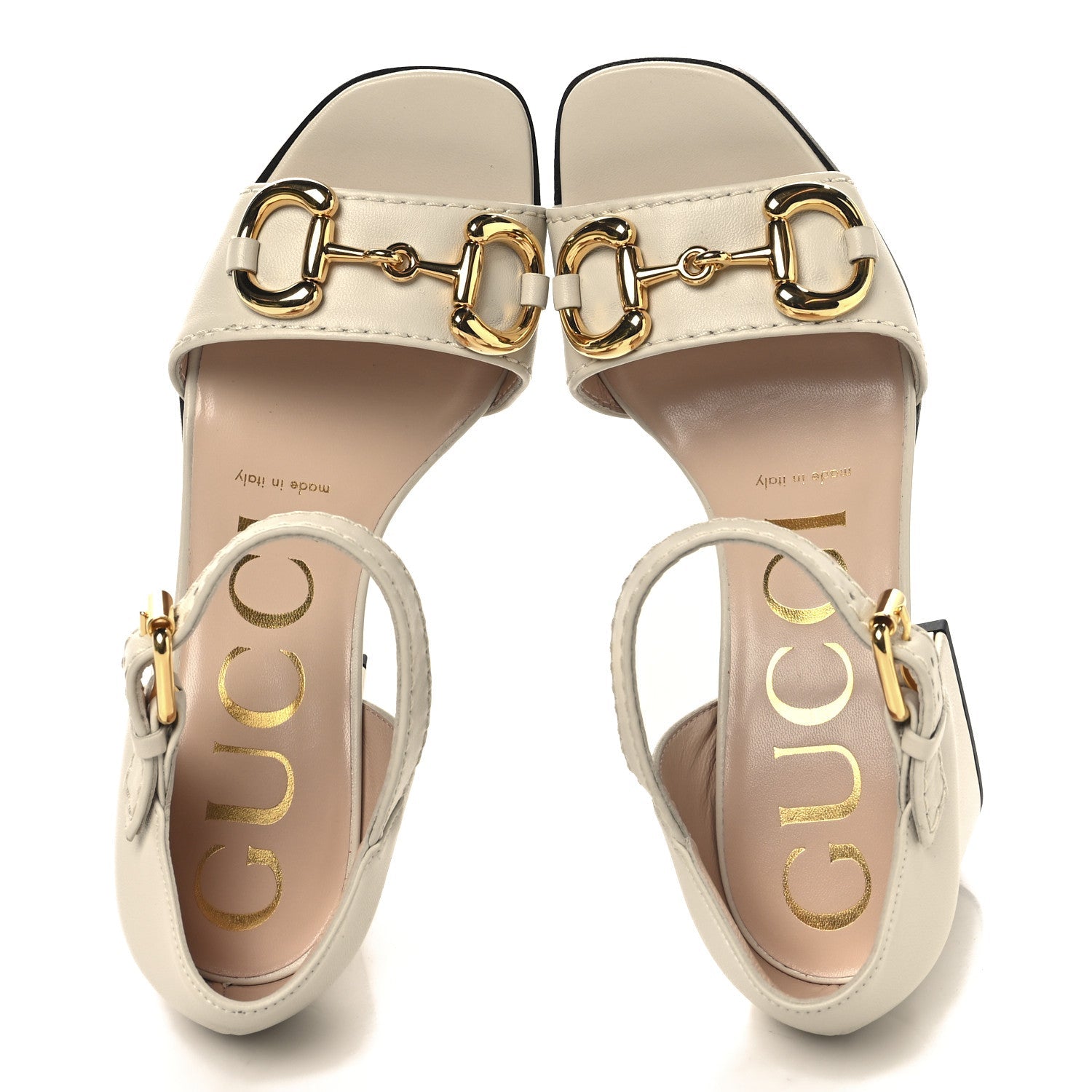 Nappa Horsebit Cross Strap 95mm Sandals 35 Mystic White