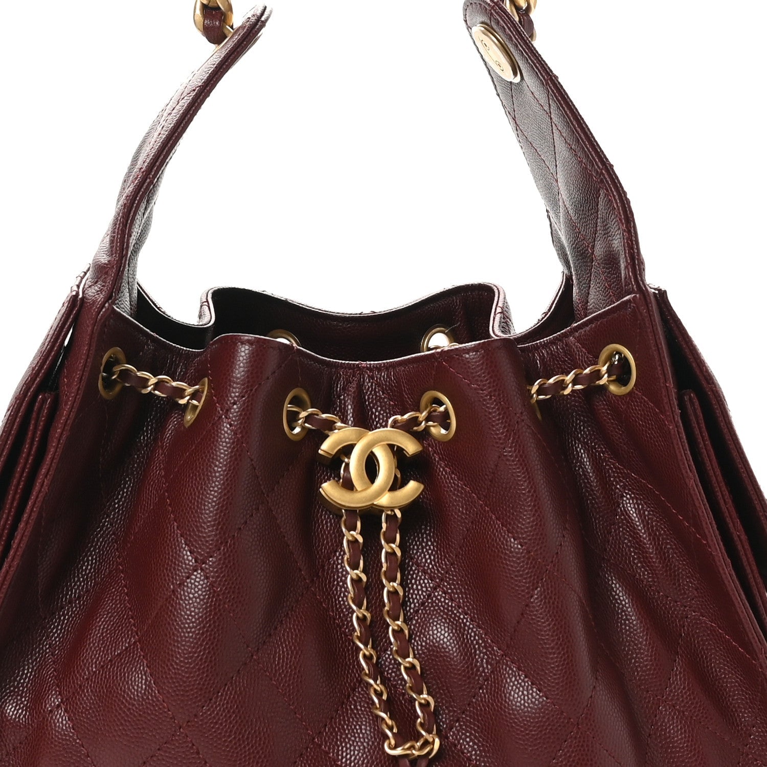 Caviar Quilted Small Chanel 25 Handbag Burgundy