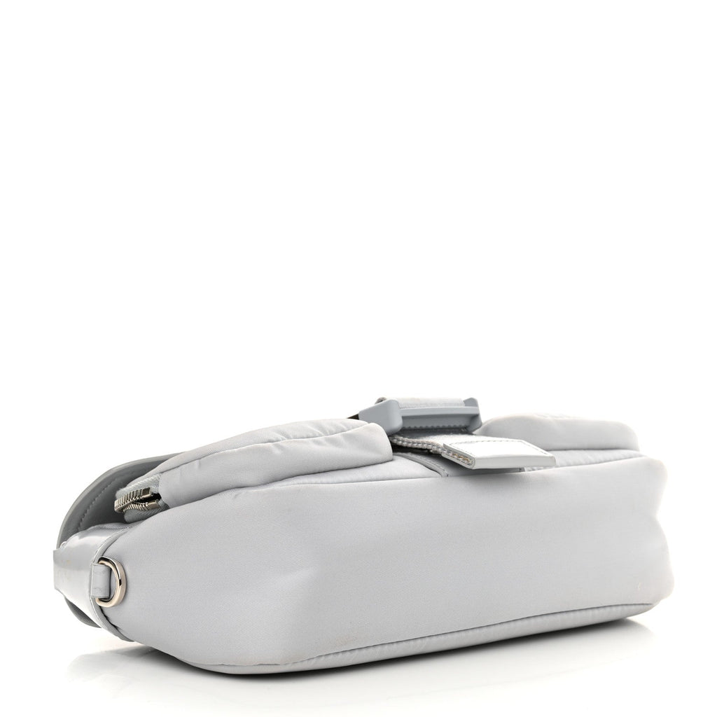Nappa Re-Nylon Double Pocket Buckle Shoulder Bag Fiordaliso