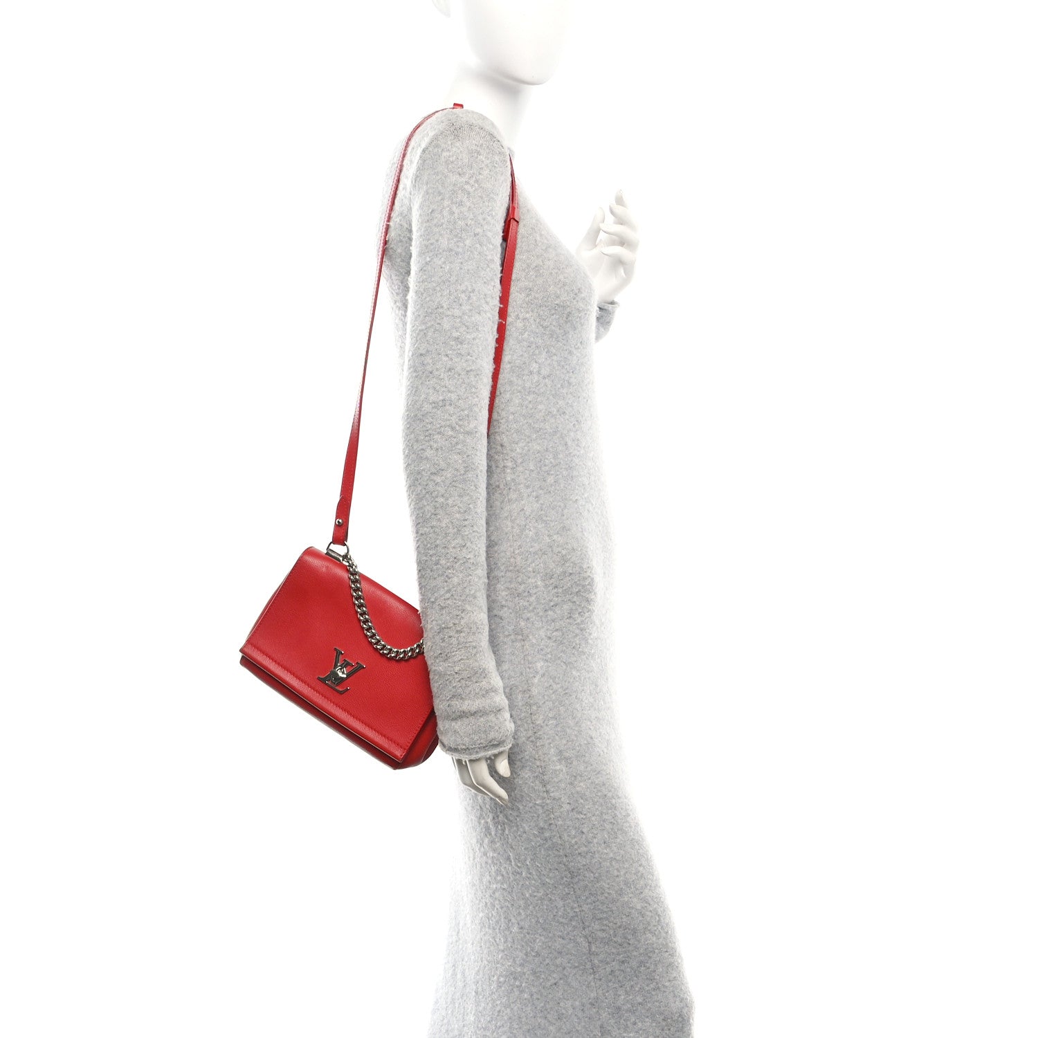 Calfskin Lockme II Chain Bag BB Rubis
